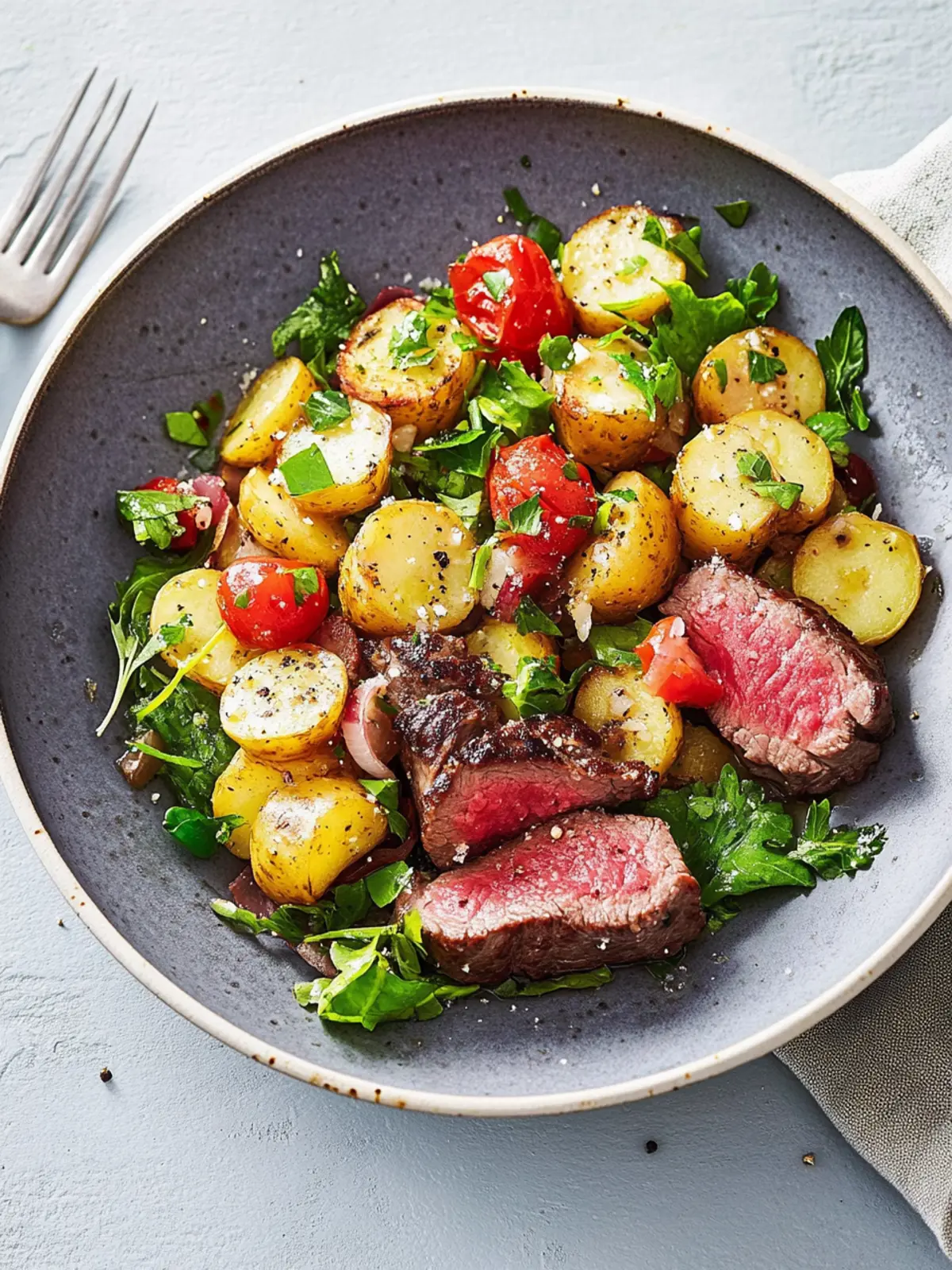 Kartoffelsalat mit Hüftsteak