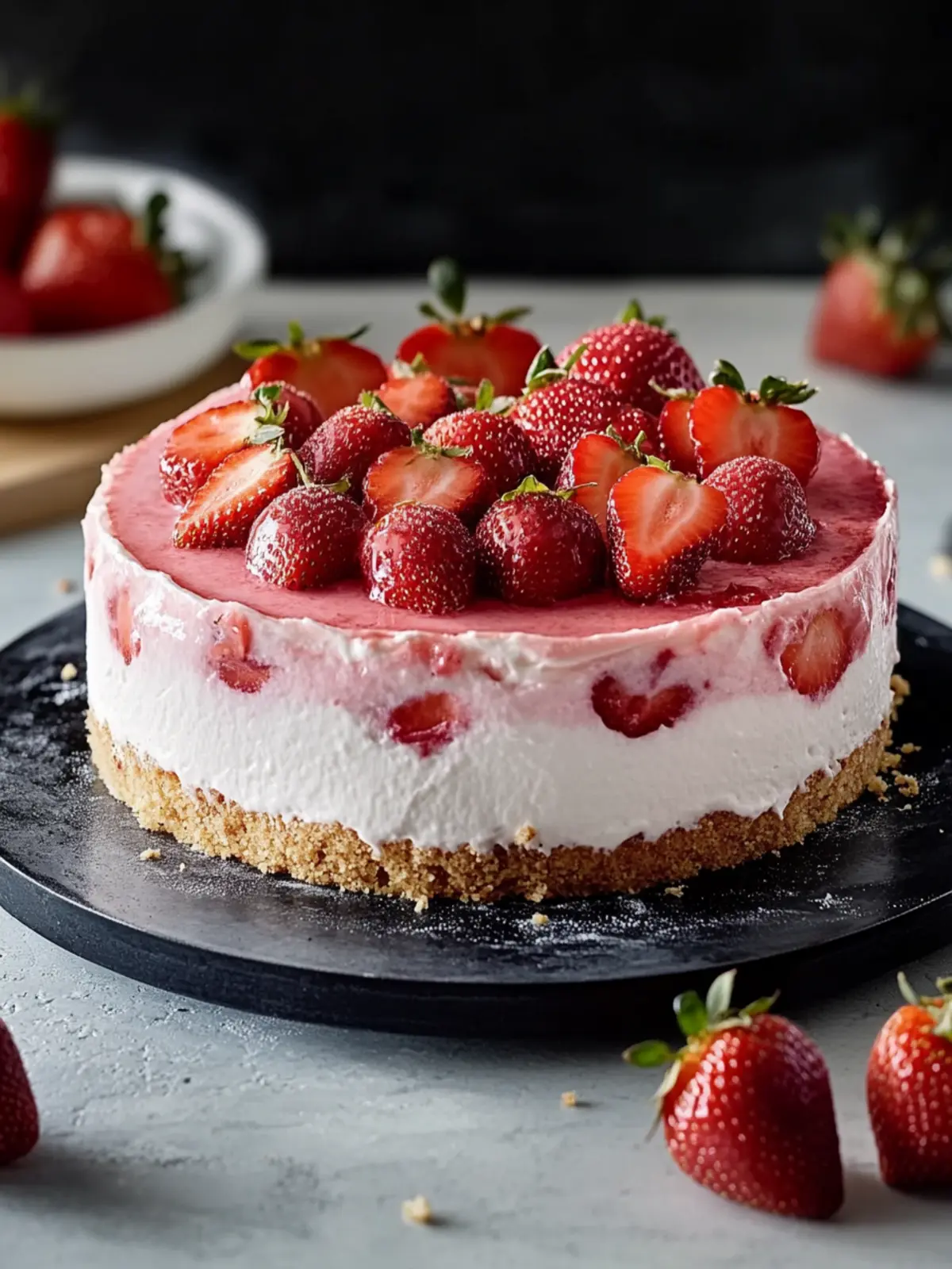 This creamy strawberry cake you make completely without oven