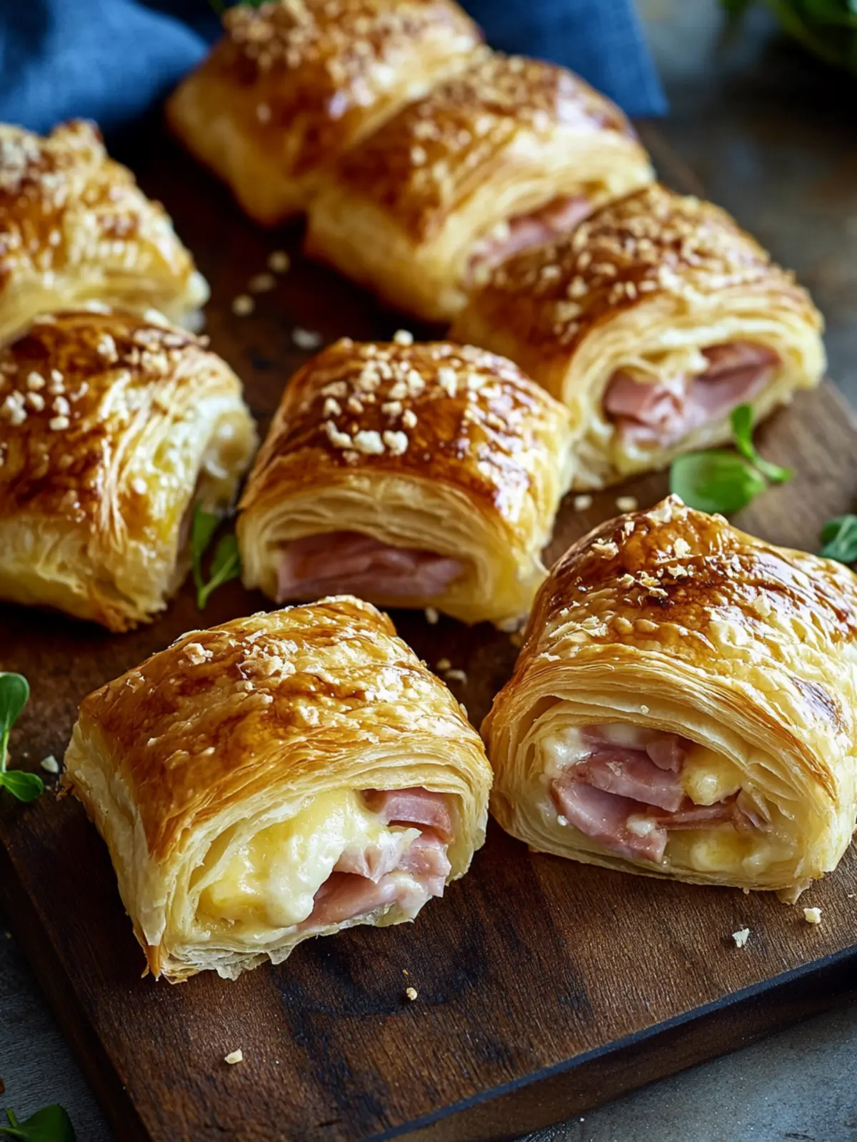 Puff pastry filled with ham and cheese