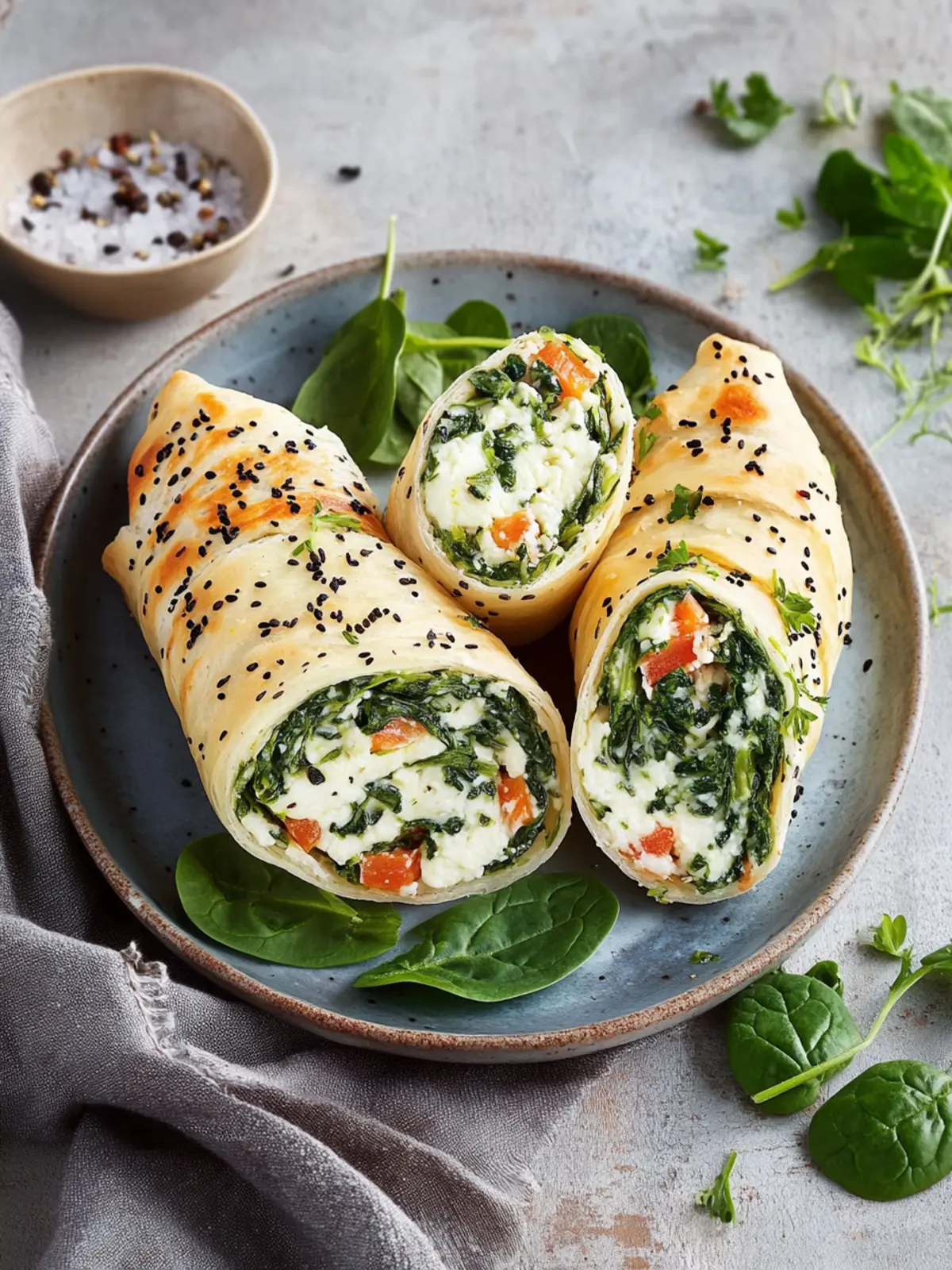 Spinat-Feta-Blätterteigrolle: Perfekt als Snack portioniert