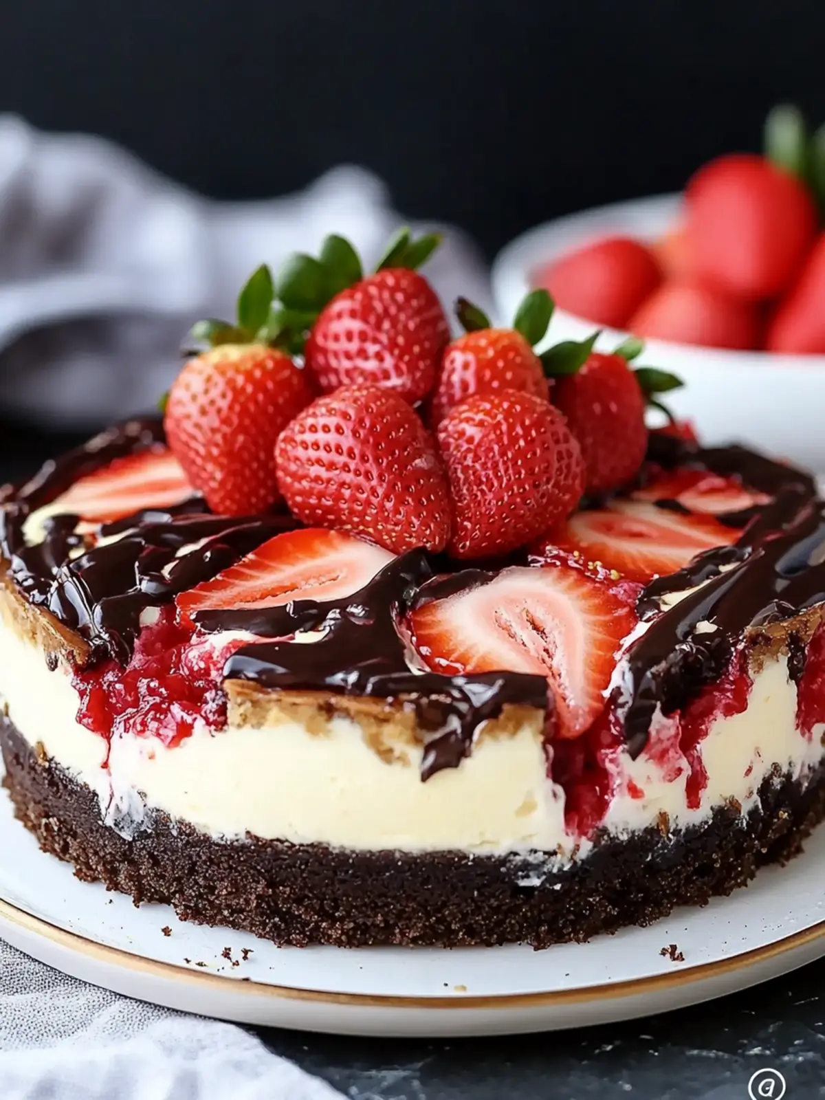 Creamy chocolate strawberry swirl cheesecake – irresistible