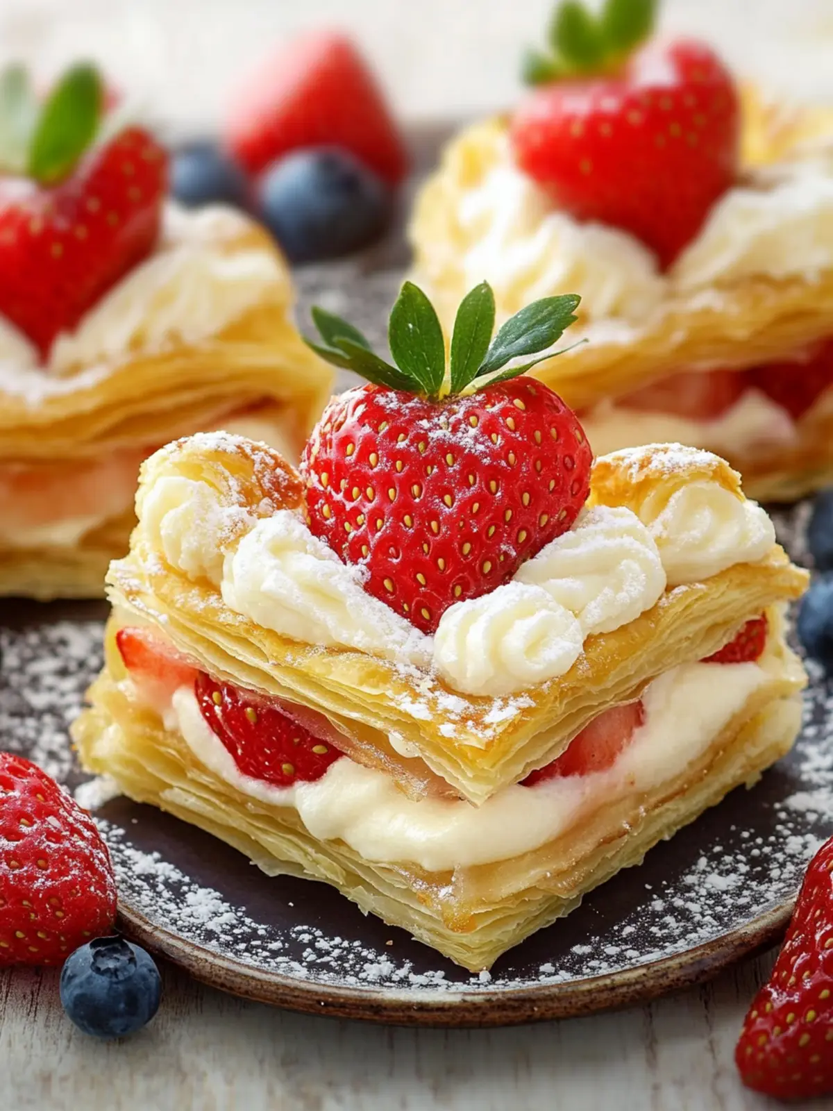 Strawberry time with heart: puff pastry, vanilla pudding & a lot of love
