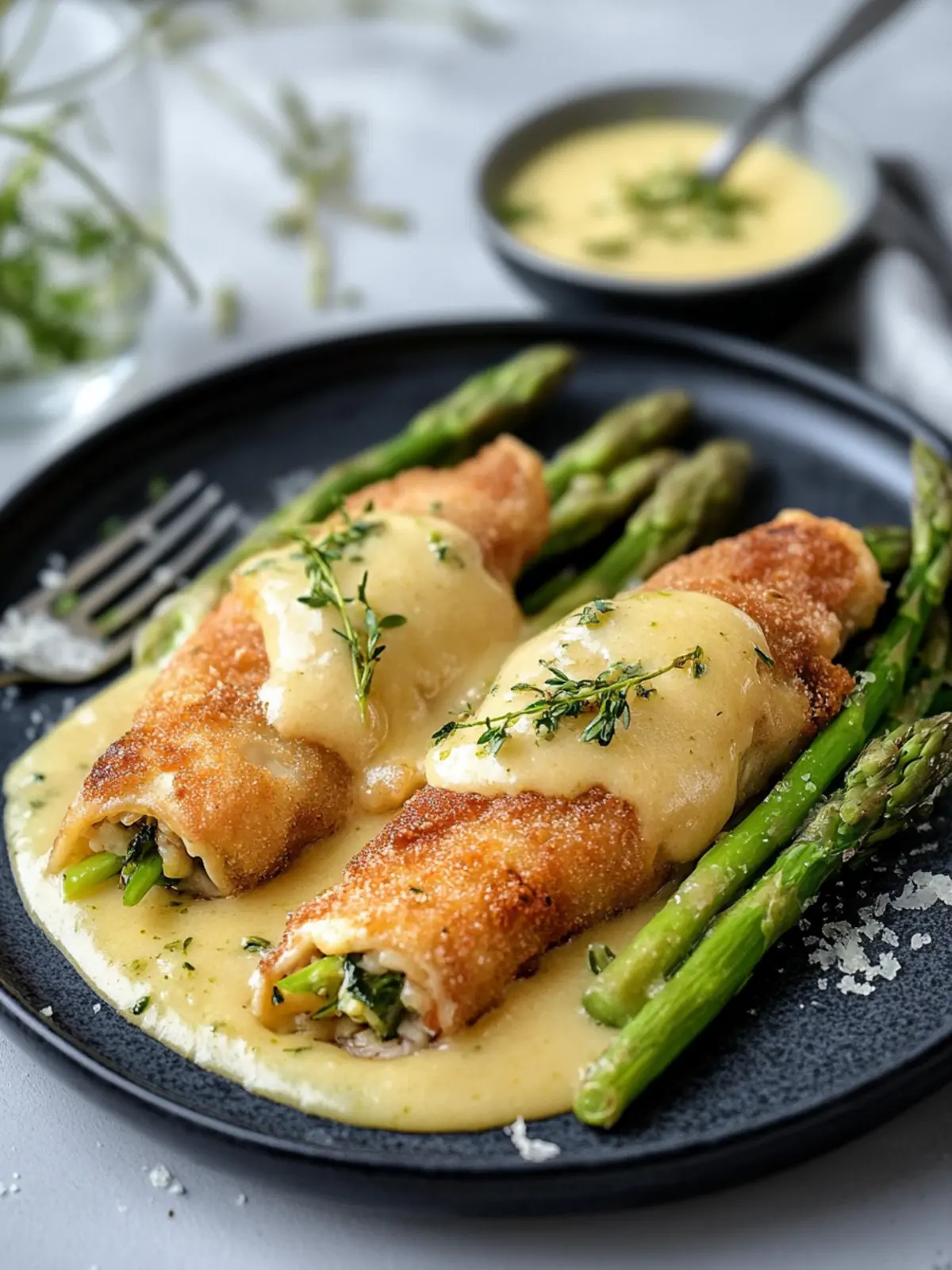 Spargel Cordon Bleu mit grünem Spargel