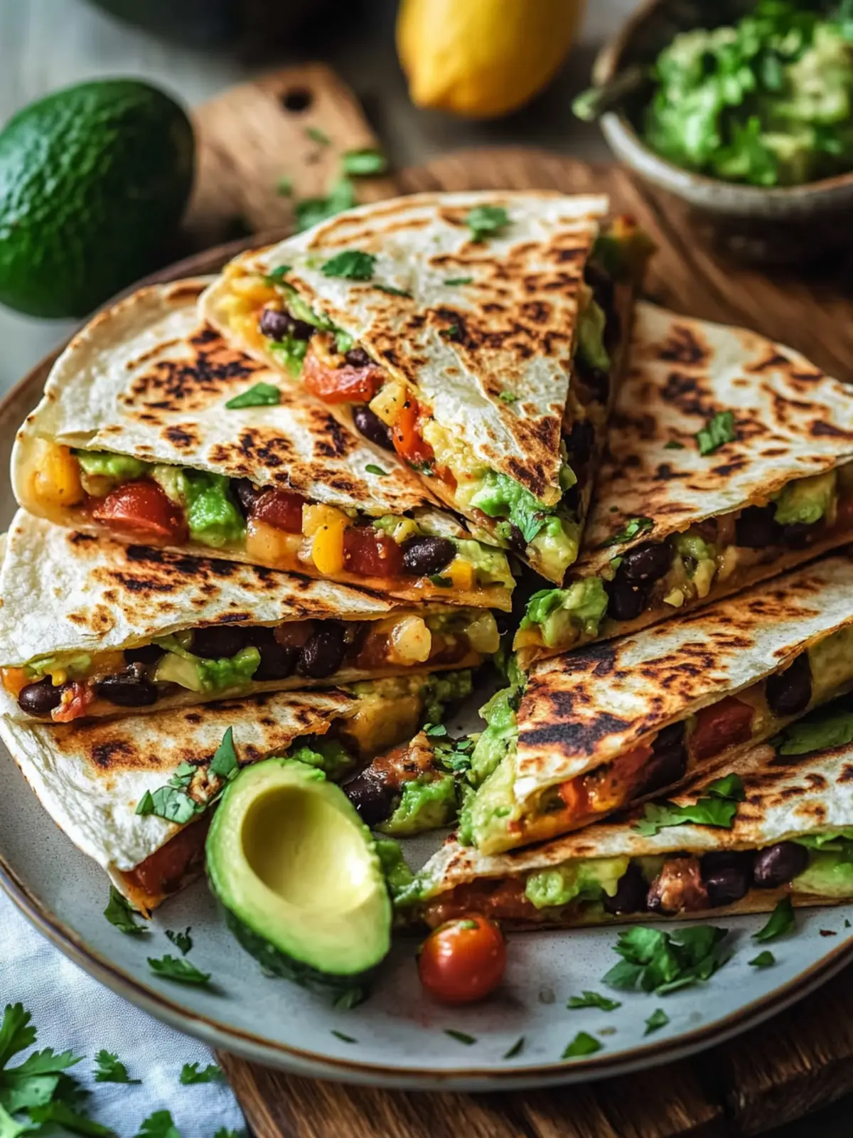 Vegane Quesadillas mit schwarzen Bohnen und Avocado Rezept