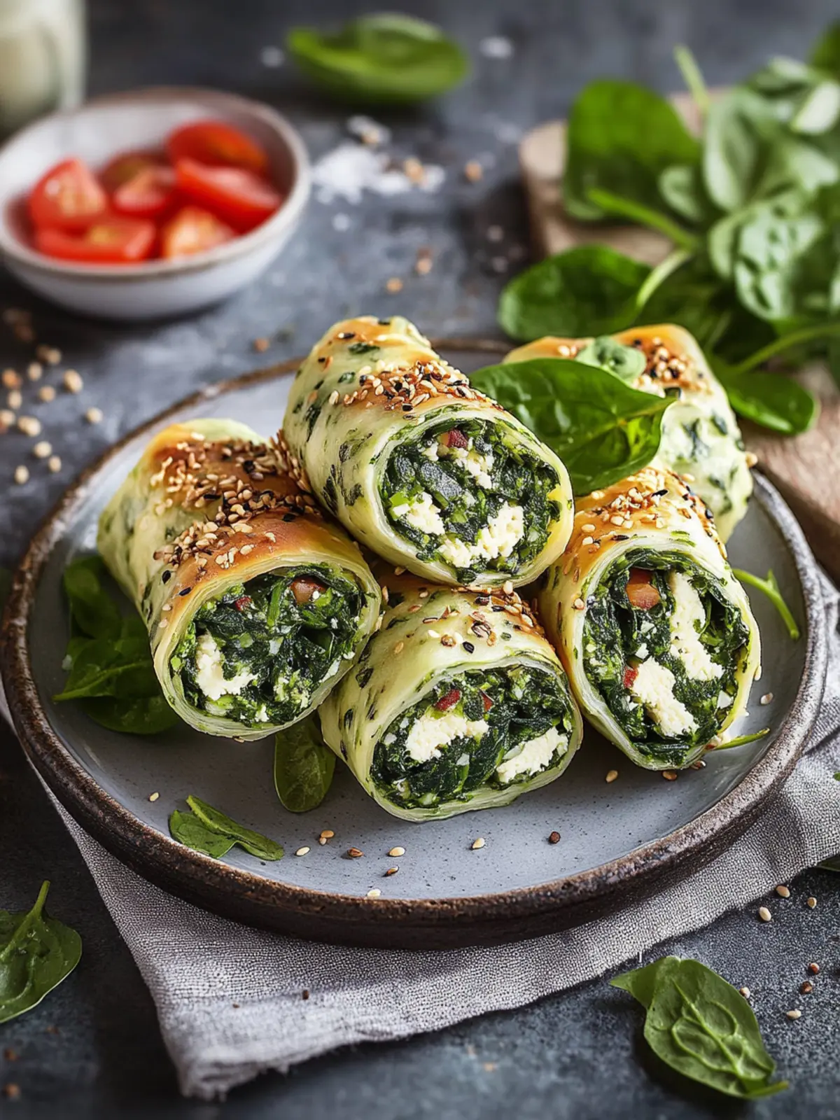 Spinat-Feta-Blätterteigrolle: Perfekt als Snack portioniert