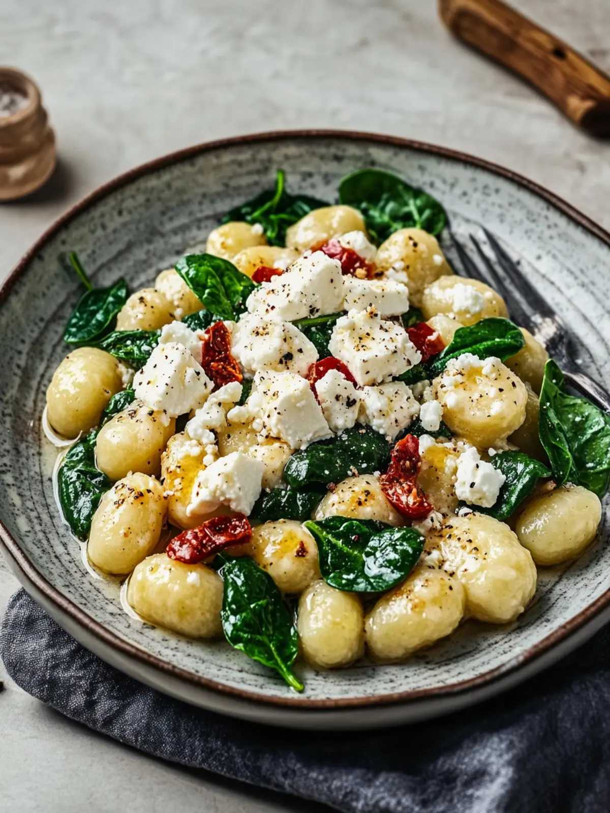 Gnocchi Spinat Feta Pfanne