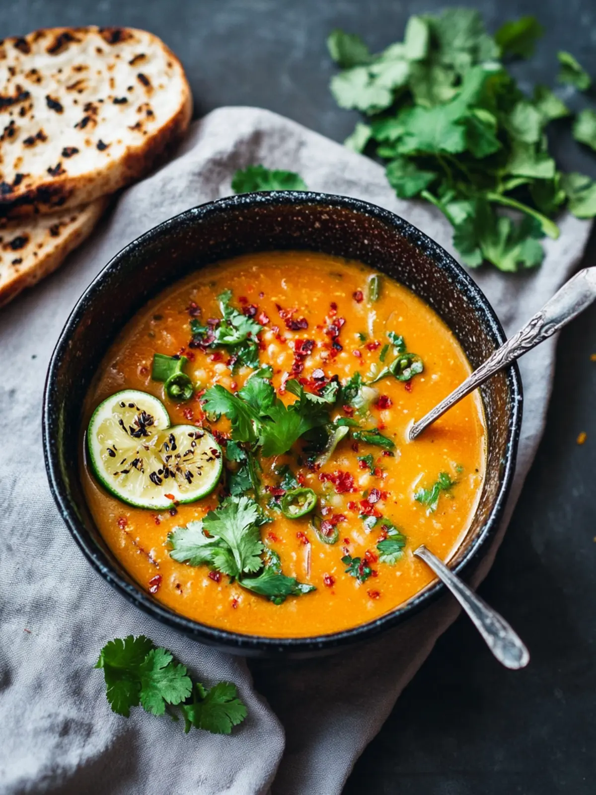 Curry-Kokos-Suppe mit roten Linsen