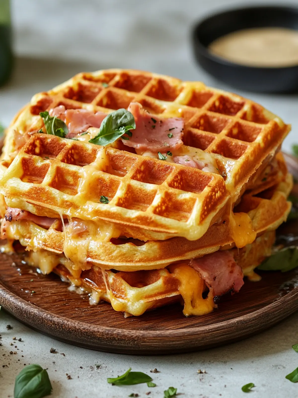 Gefüllte Pizzawaffeln mit Schinken und Käse: unschlagbar lecker