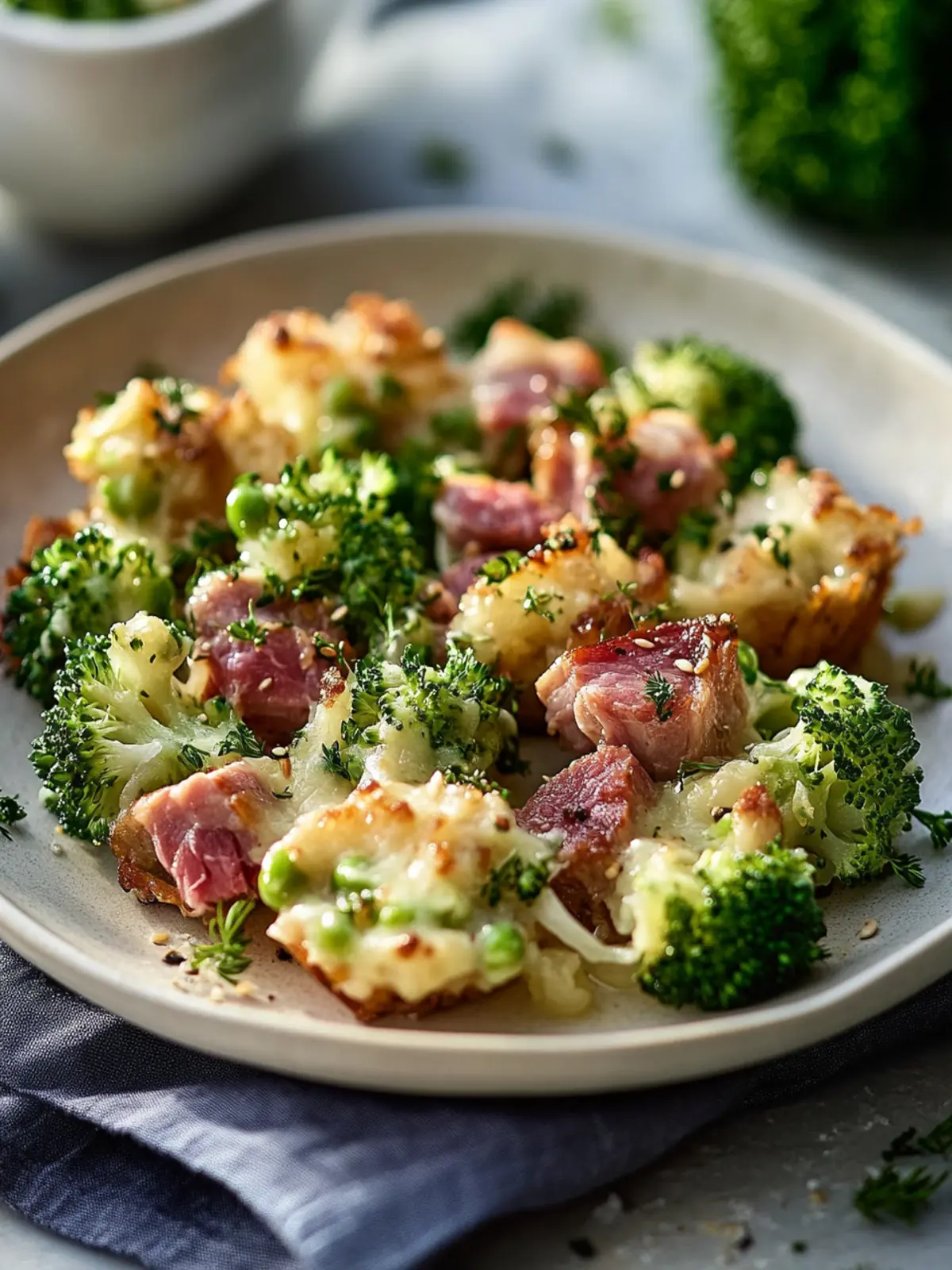Party Fertig Mini Nudelauflauf Bissen mit Brokkoli und Rindfleisch
