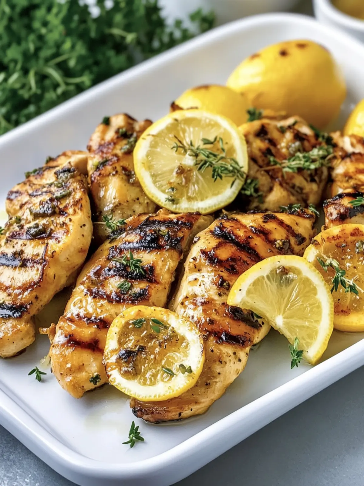 Grilled lemon chicken: fresh, tender and full of flavors