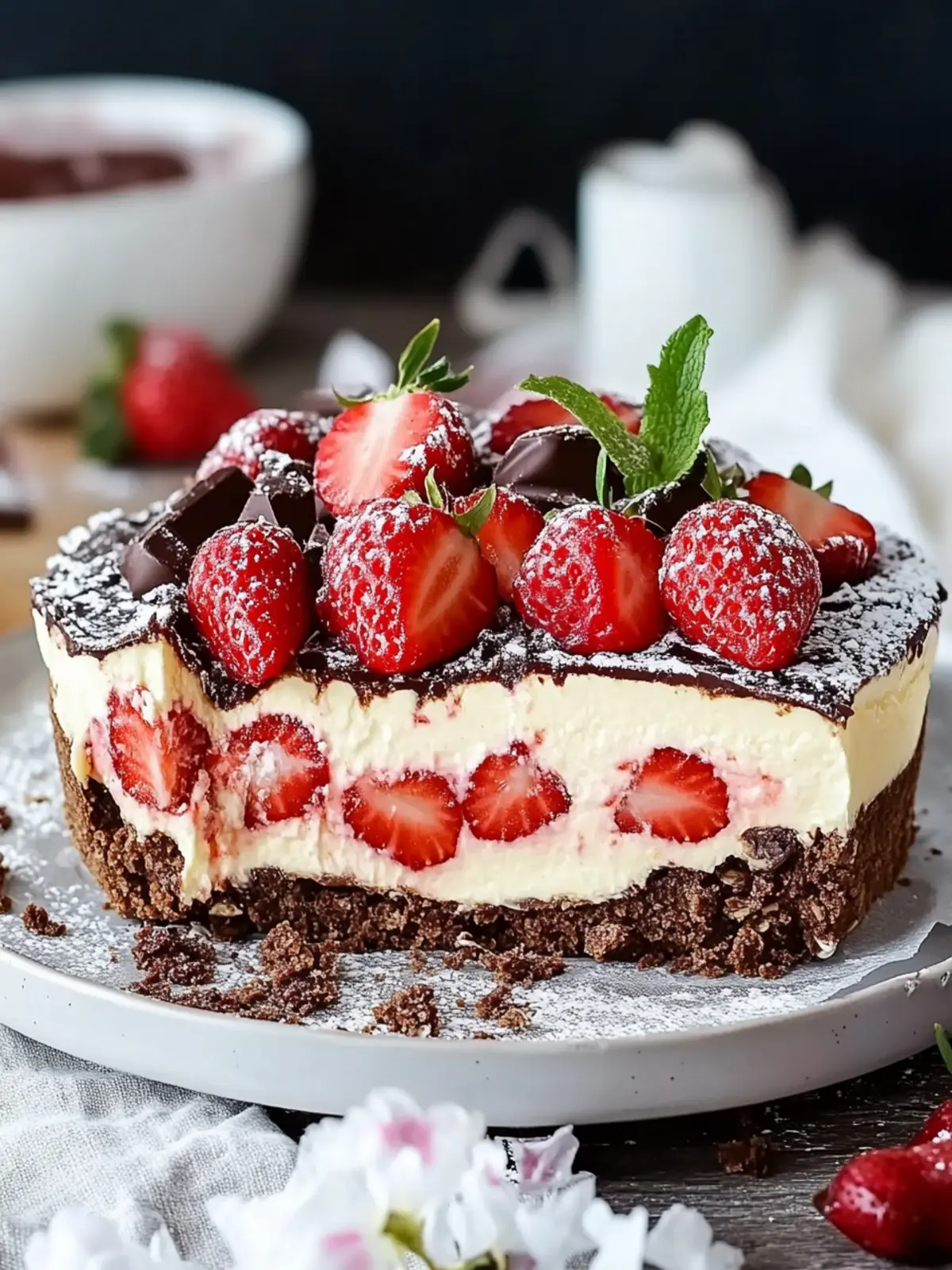 Creamy chocolate strawberry swirl cheesecake - irresistible