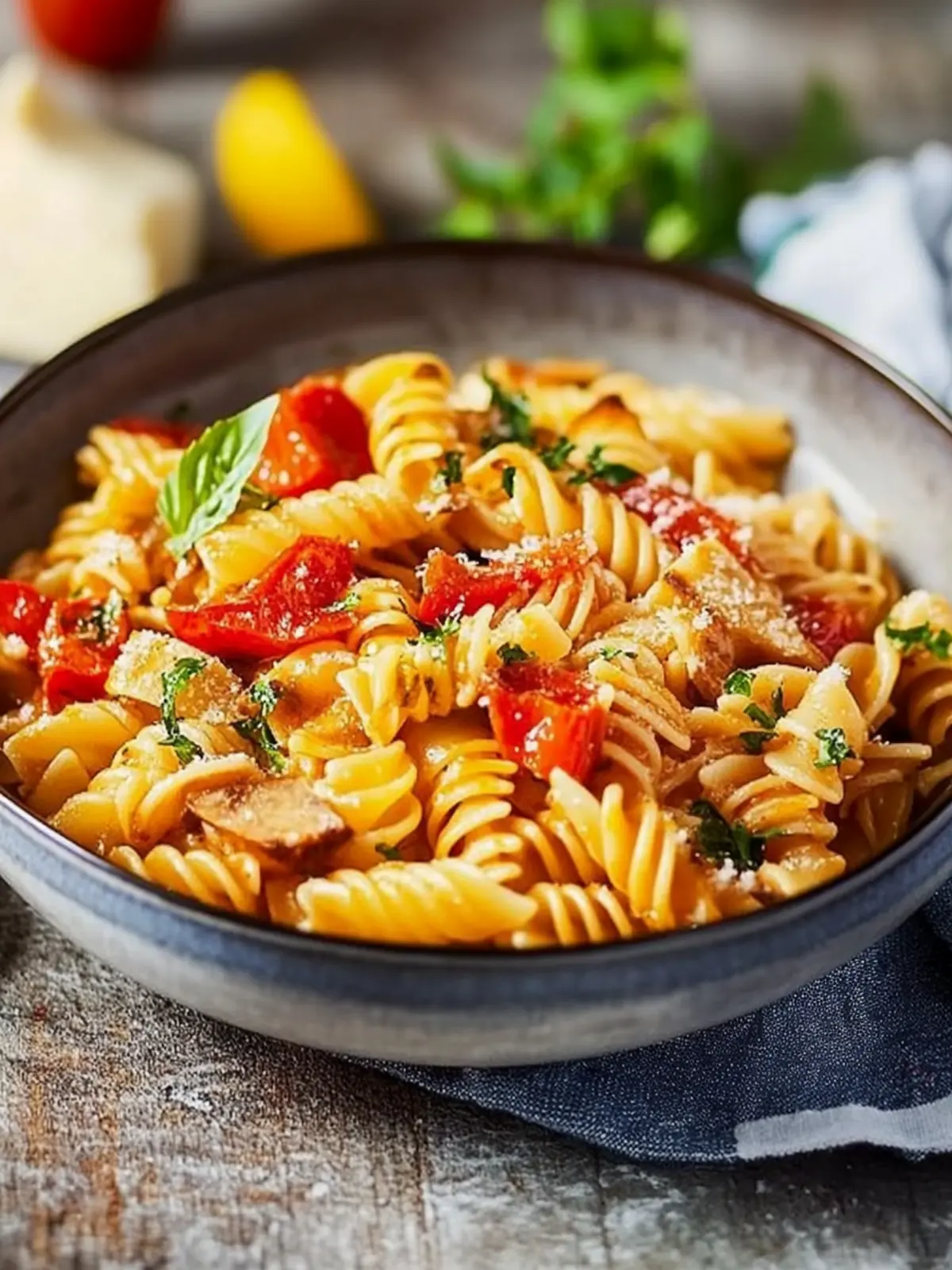 Paprika-Sahne-Hähnchen: Aromatischer Klassiker auf Pasta