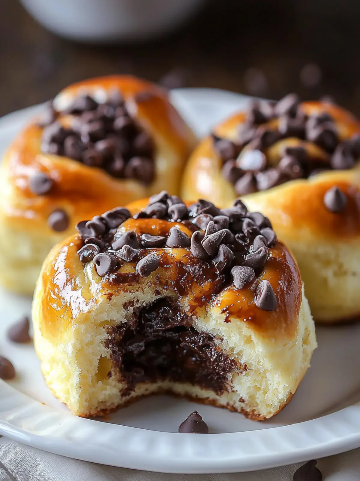 Fluffy and soft chocolate rolls made from yeast dough