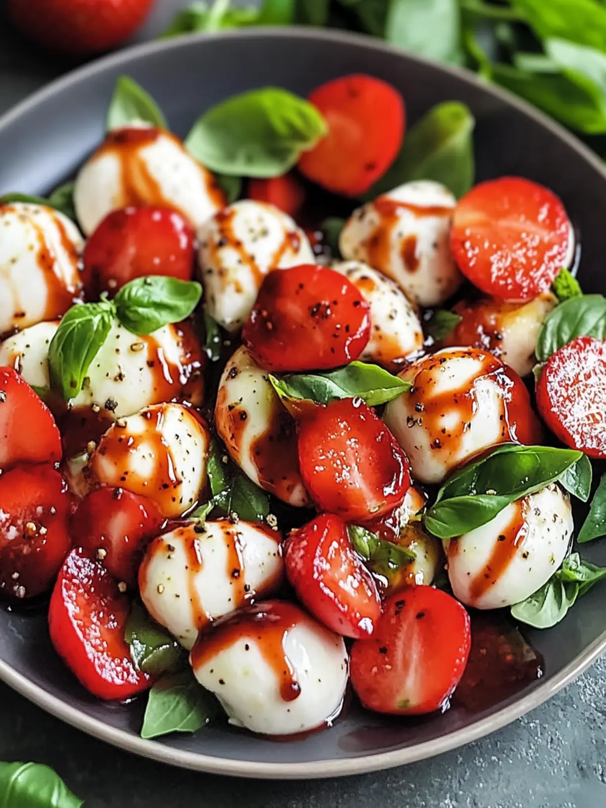 Balsamico Erdbeer Caprese Salat für den Sommer