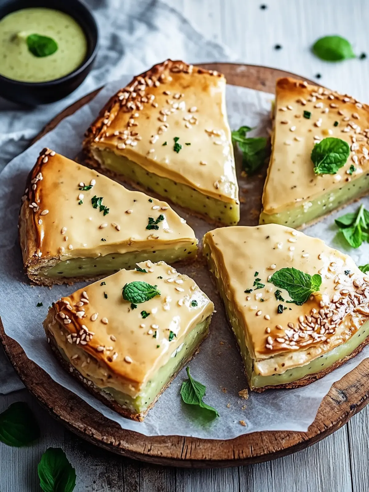 Käsige vegane Kartoffel- und Zwiebel-Blätterteigpasteten