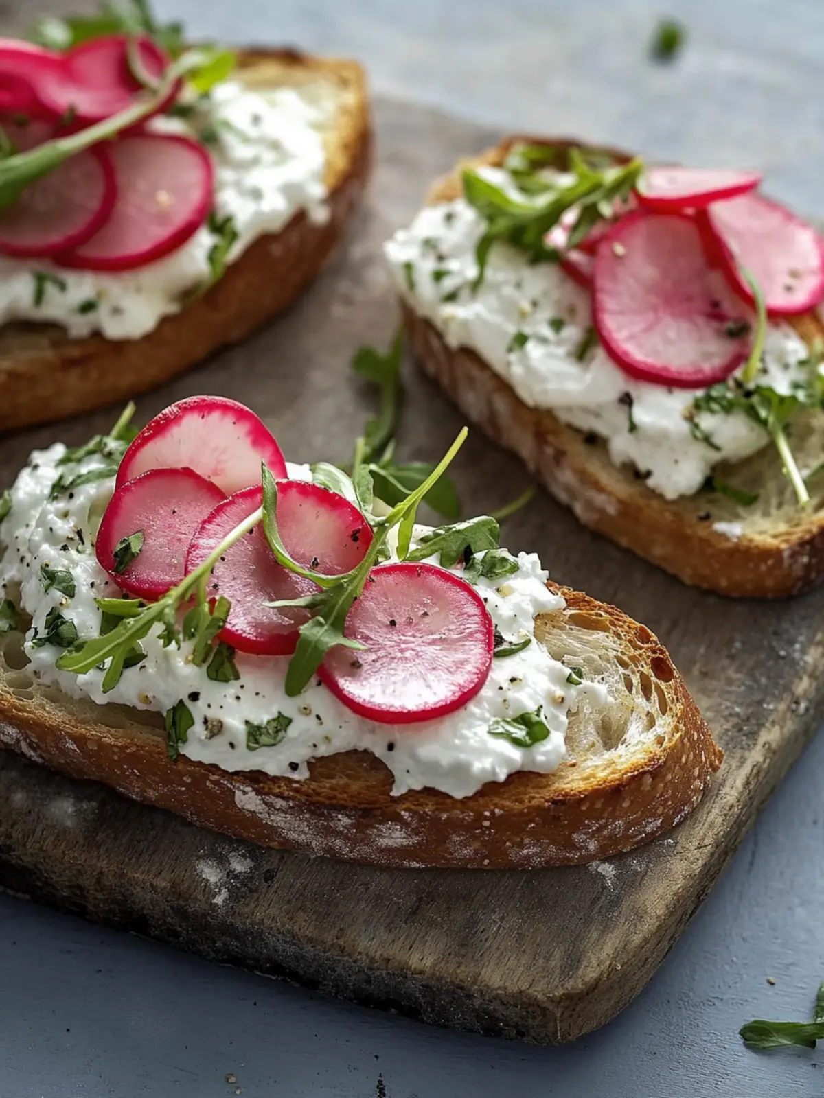 Laktosefreie Kresse-Radieschen-Crostini