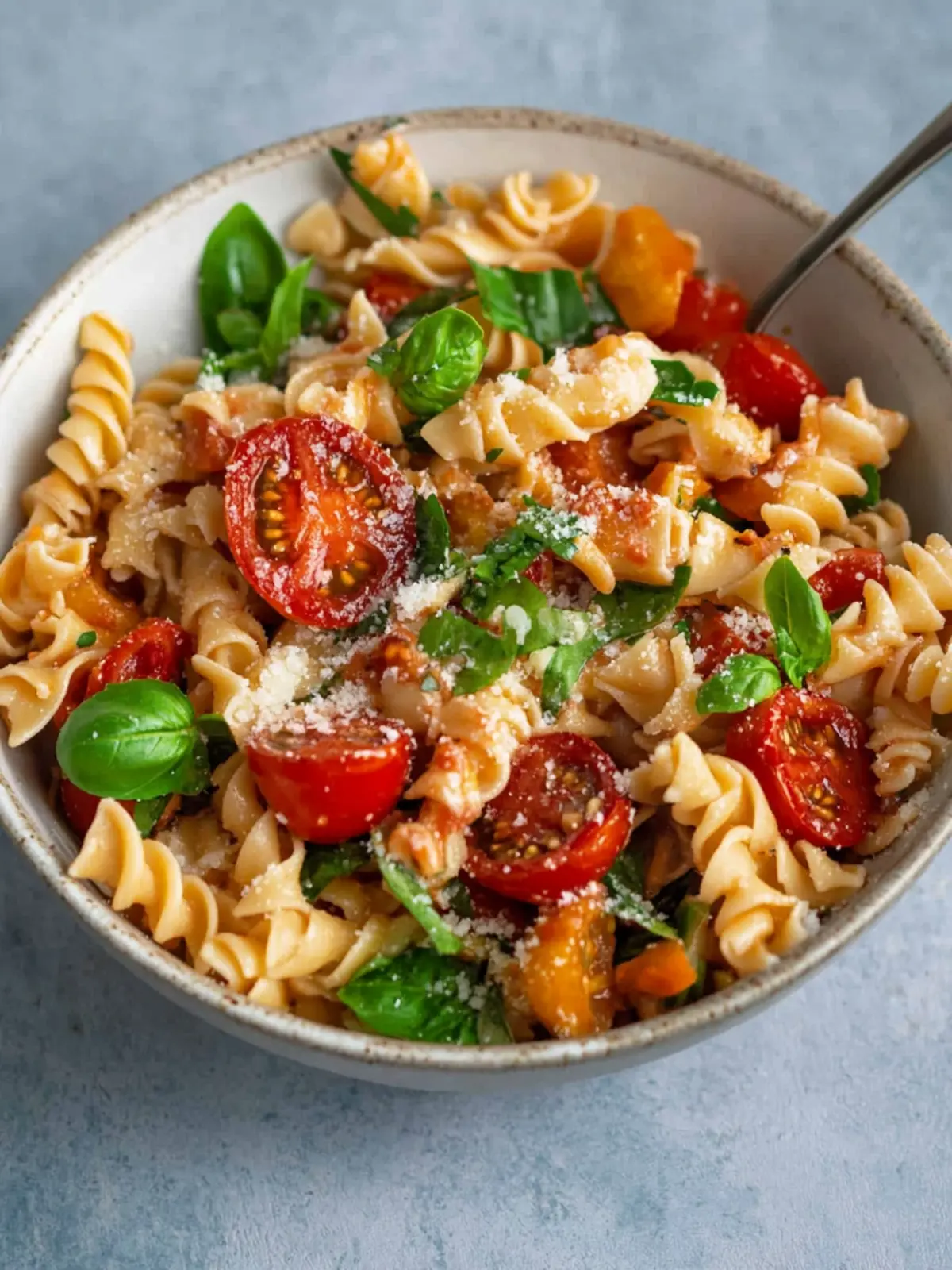 Mediterraner Nudelsalat mit Tomatendressing – einfach und lecker