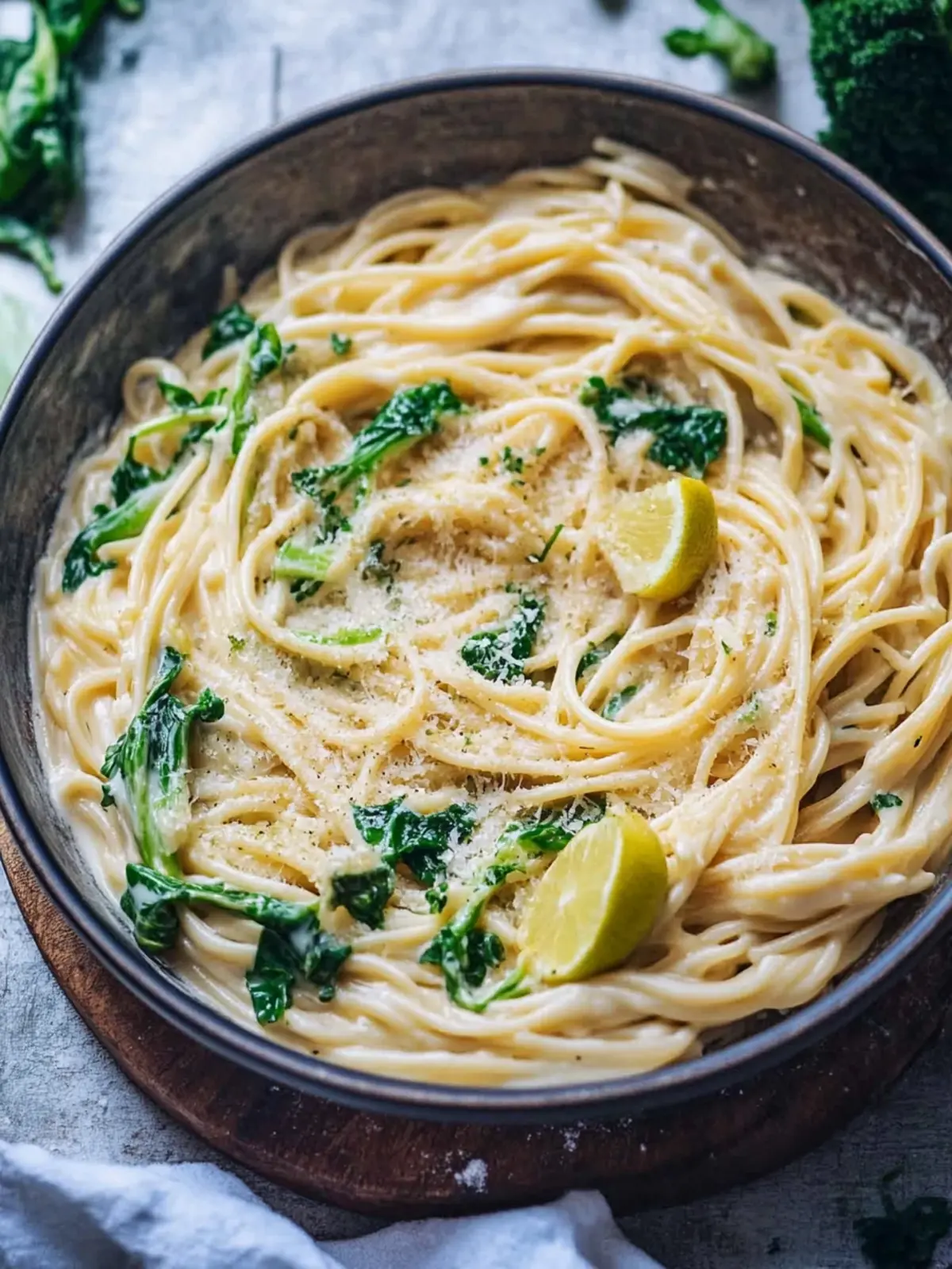 Cremige Tahini-Pasta mit Zitrone und Knoblauch (Einfache vegane Pasta)