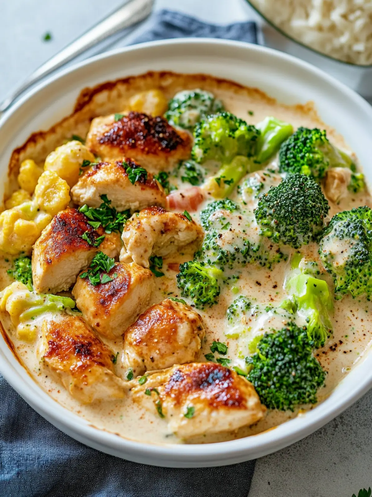 Chicken-Broccoli-Casserole with creamy sauce – Low Carb recipe for quick lunch