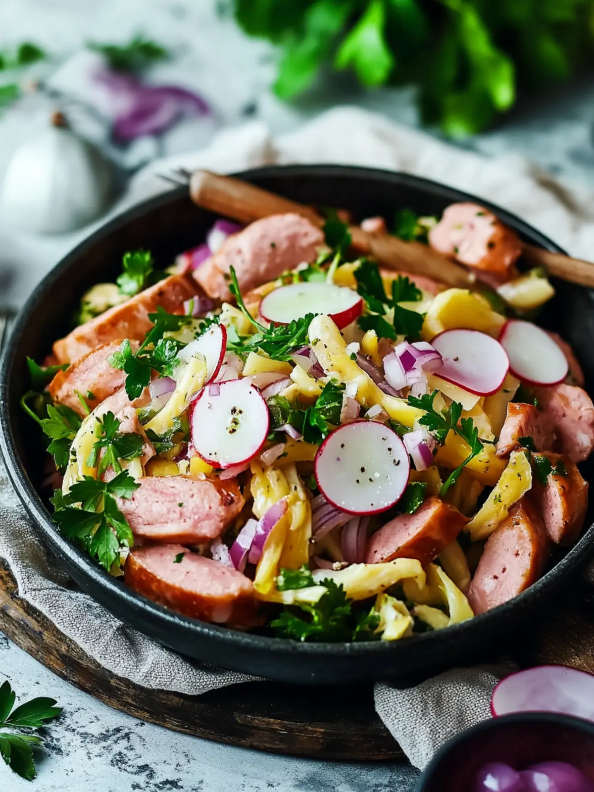 Schweizer Wurstsalat mit Käse