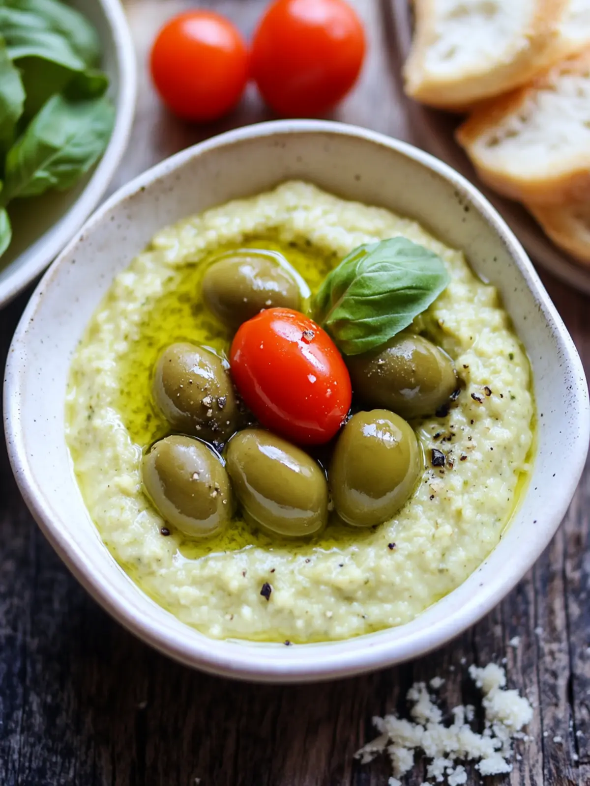 Cremiger grüner Oliven-Dip (4 Zutaten)