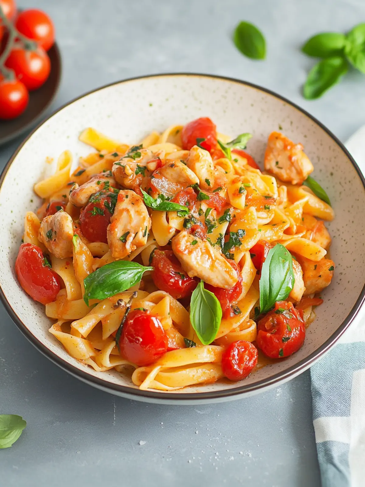 Pasta mit Huhn und Tomaten