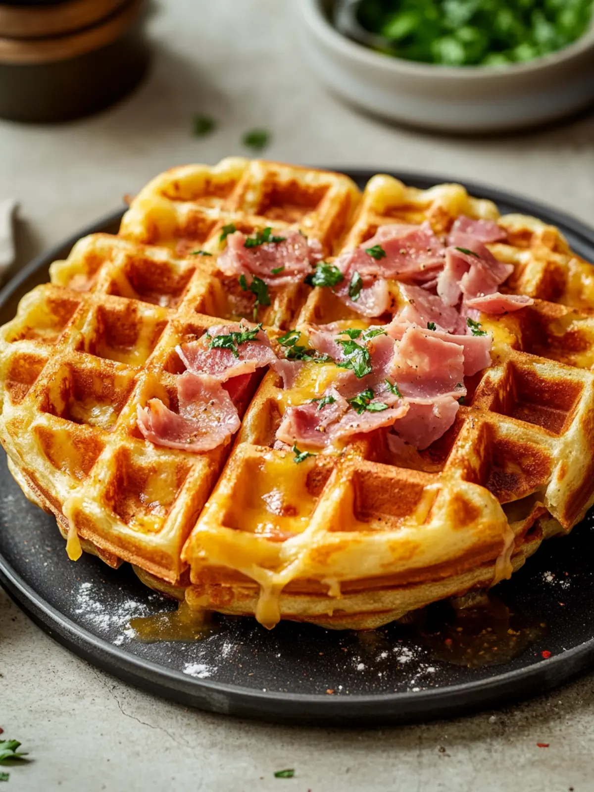 Gefüllte Pizzawaffeln mit Schinken und Käse: unschlagbar lecker