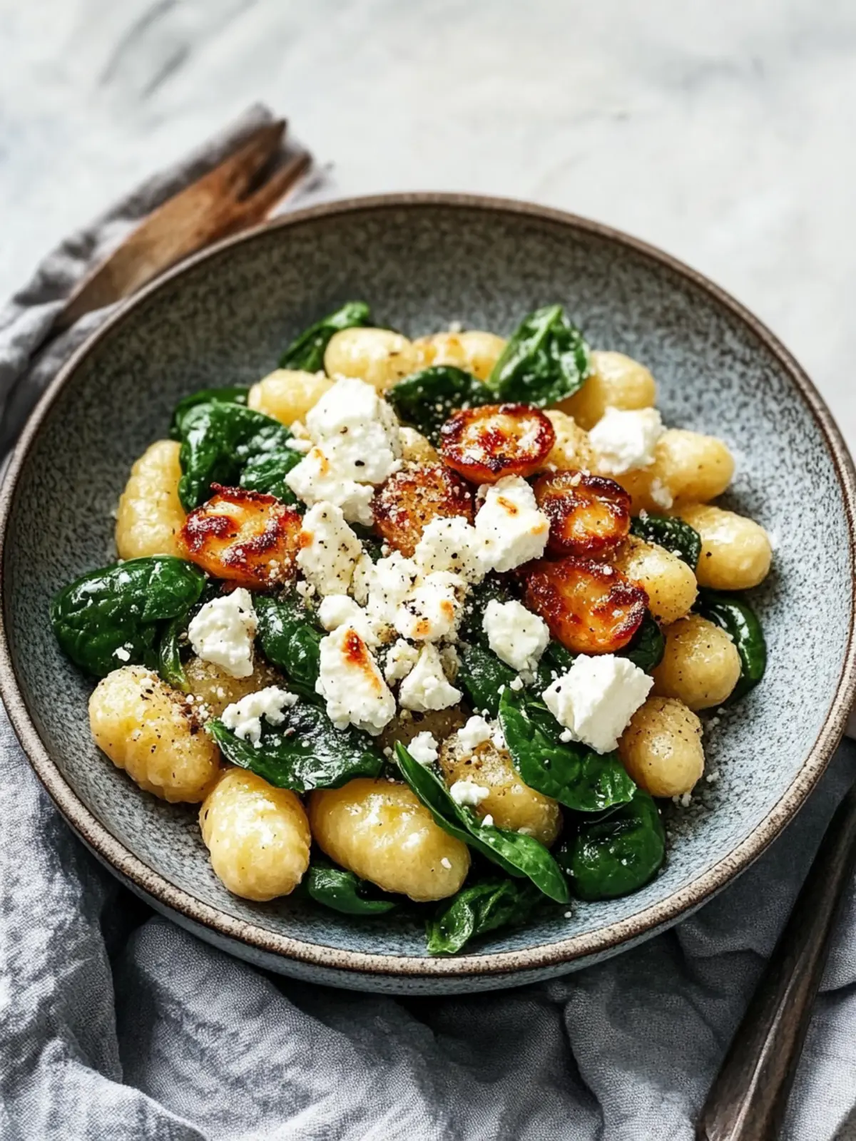 Gnocchi Spinat Feta Pfanne