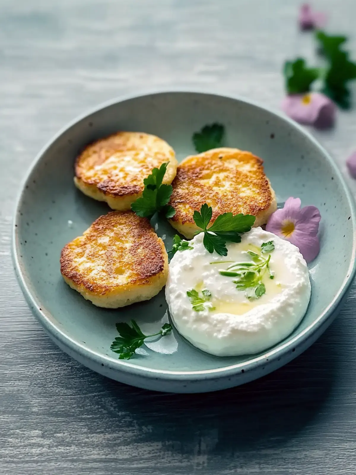 Blumenkohl-Taler mit Kräuterquark
