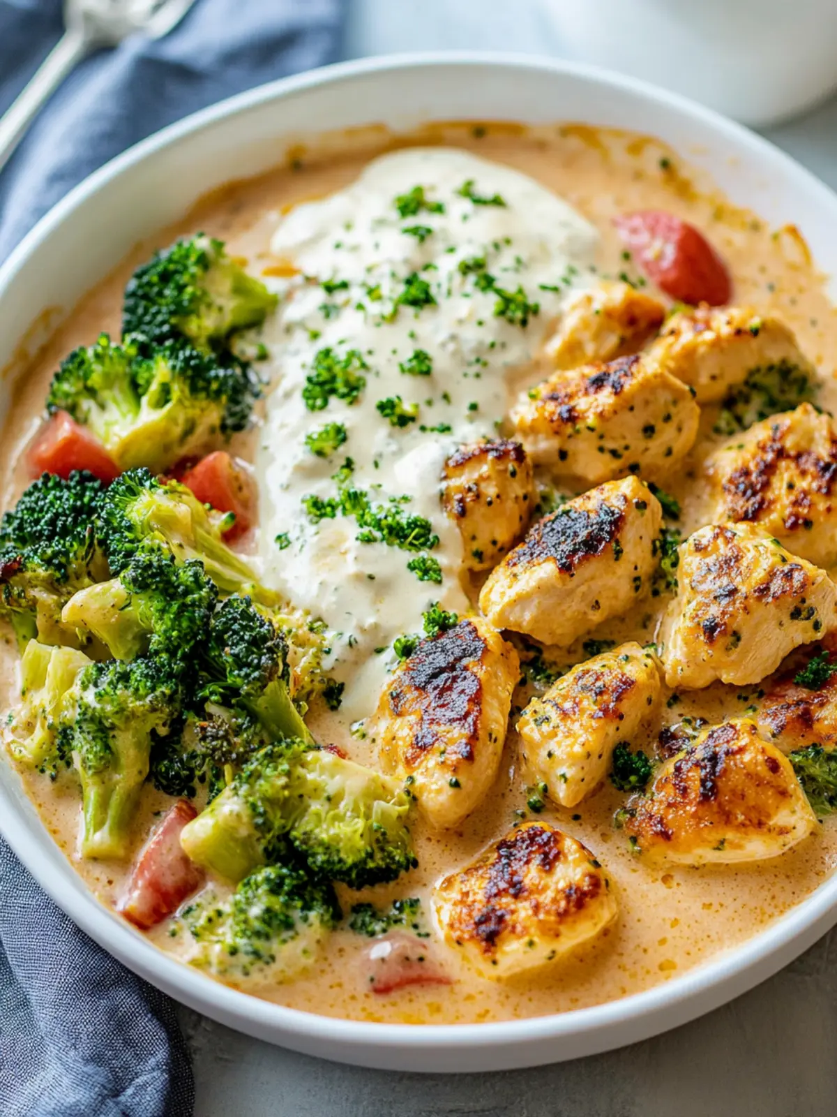 Chicken-Broccoli-Casserole with creamy sauce – Low Carb recipe for quick lunch
