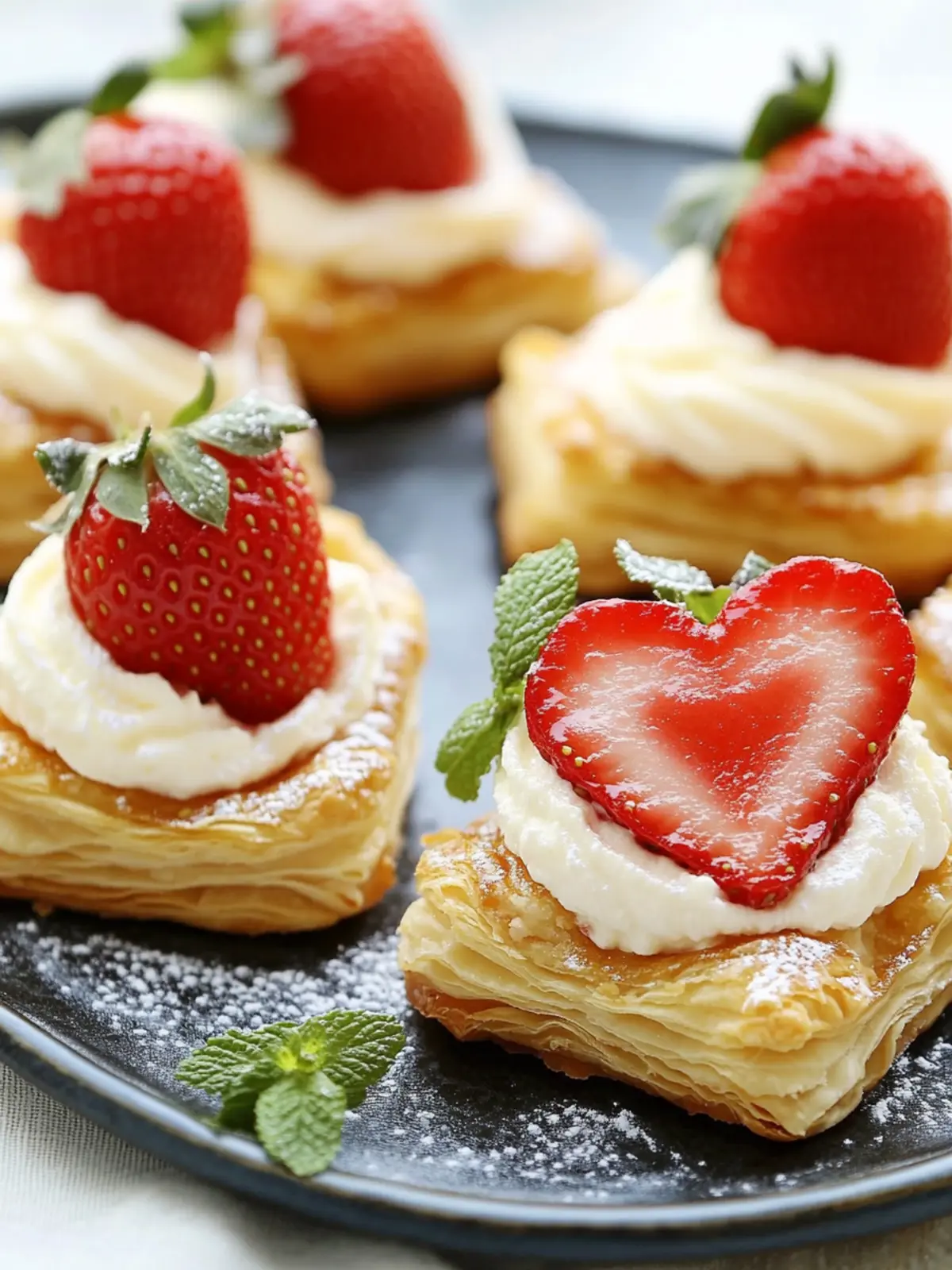 Strawberry time with heart: puff pastry, vanilla pudding & a lot of love