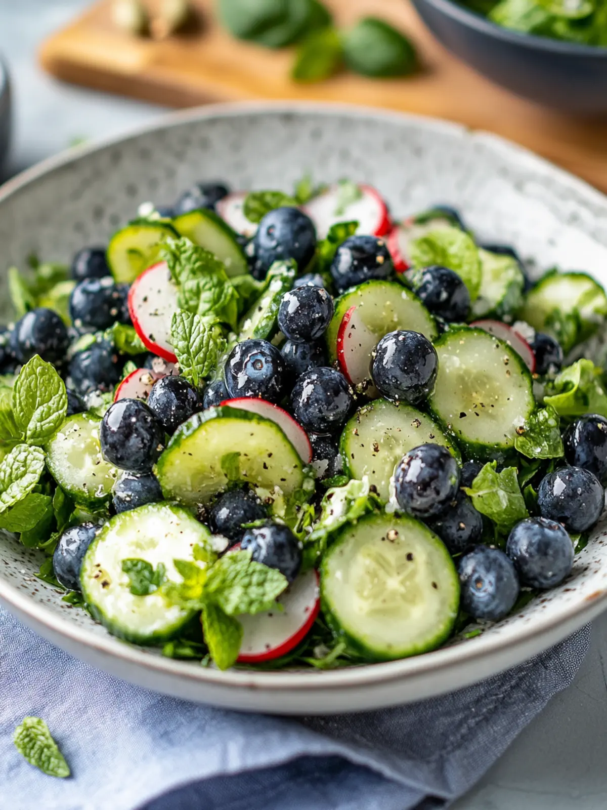 Frischer Gurken-Blaubeer-Salat