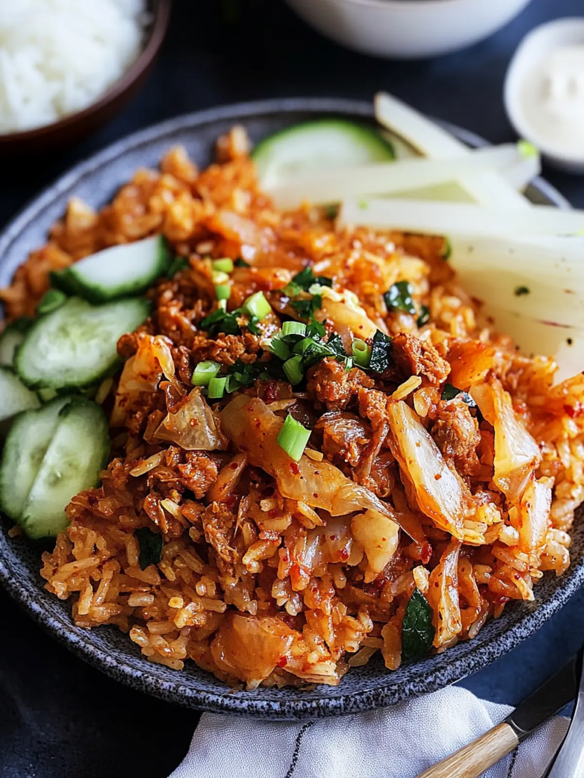 Fried Rice with Kimchi and Vegan Mince