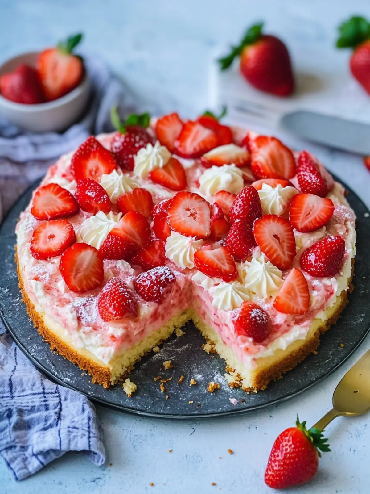 Easy Strawberry Pudding Cake from the Tray (also for the Thermomix)