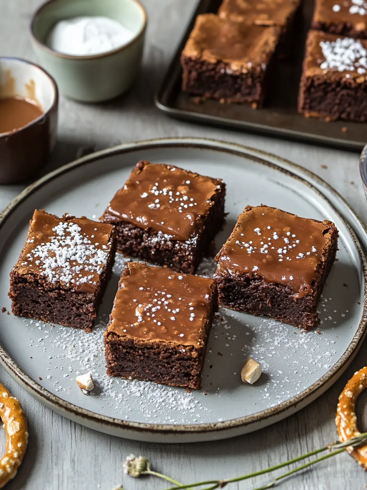 Gesalzene Karamellbrezel-Brownies