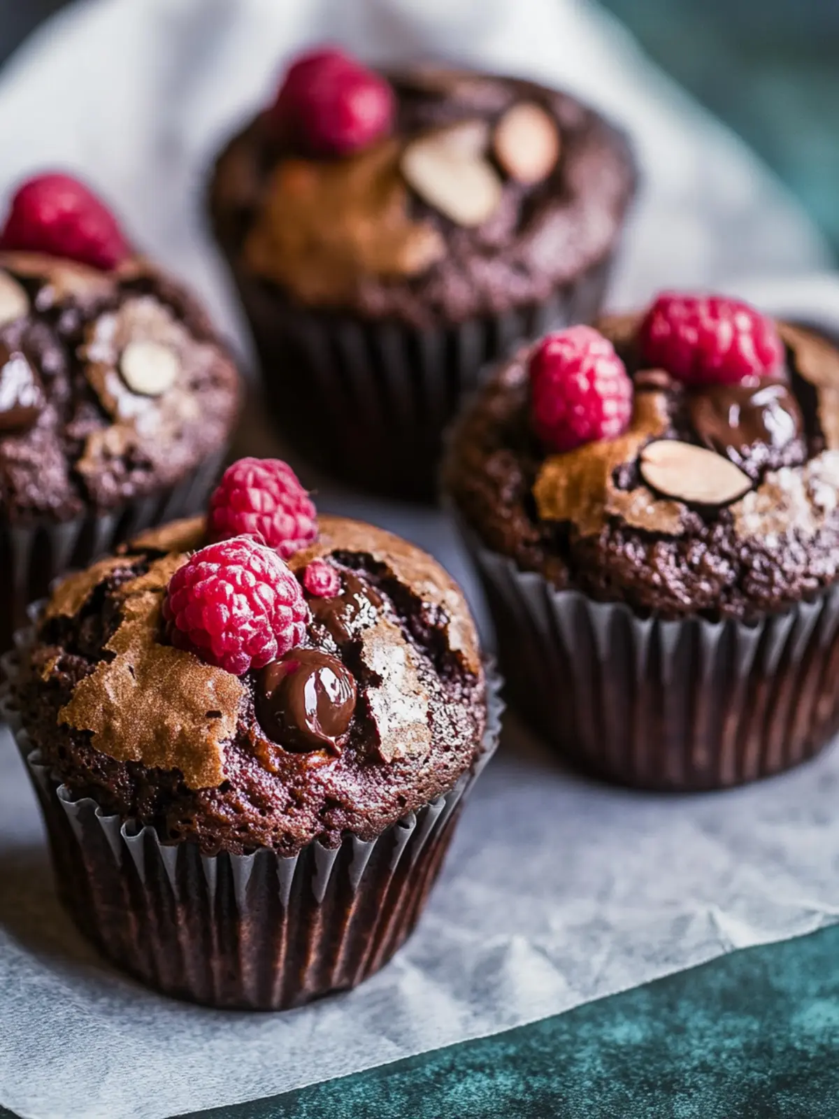 Vegane Double Chocolate Himbeer Muffins