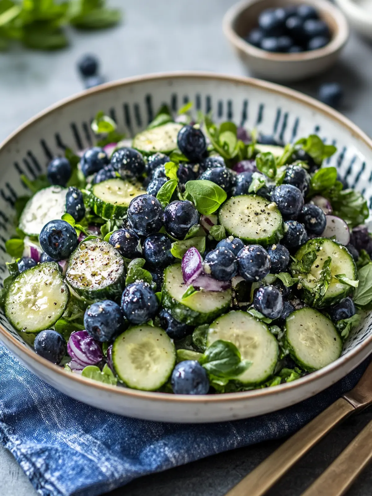 Frischer Gurken-Blaubeer-Salat