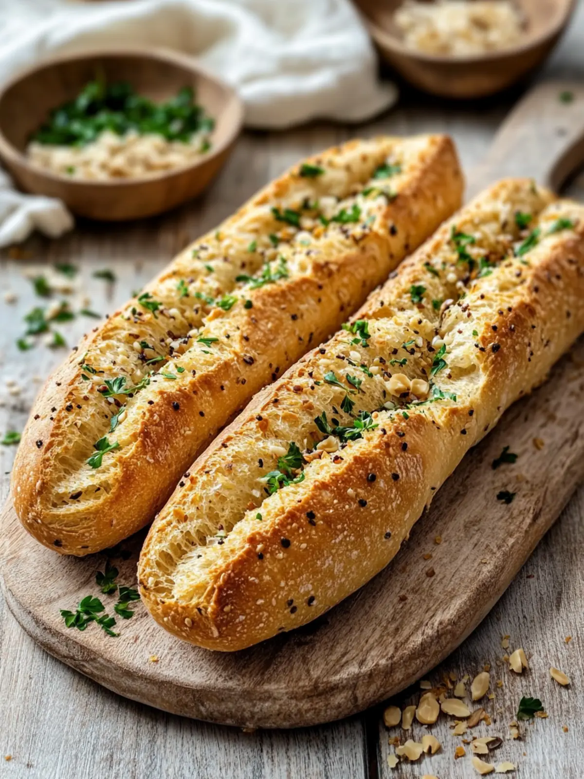 Knusprige Low Carb Knoblauch-Baguettes Proteinreich & Schnell