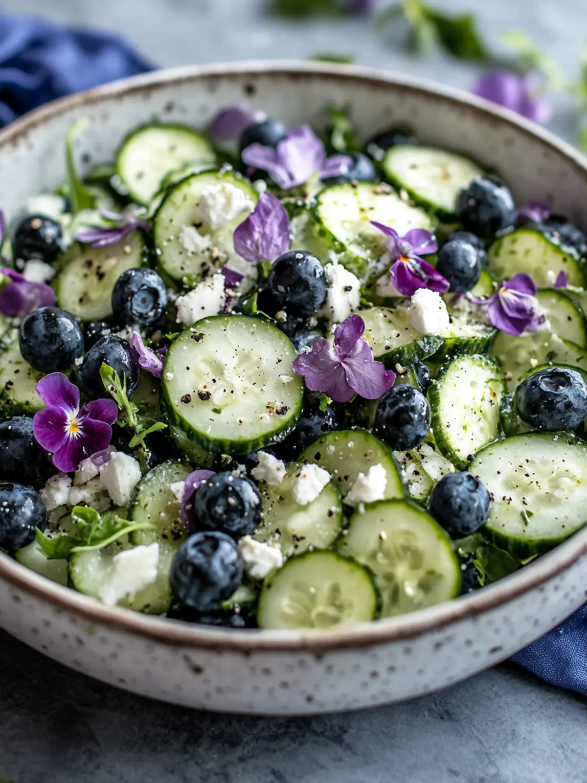 Frischer Gurken-Blaubeer-Salat