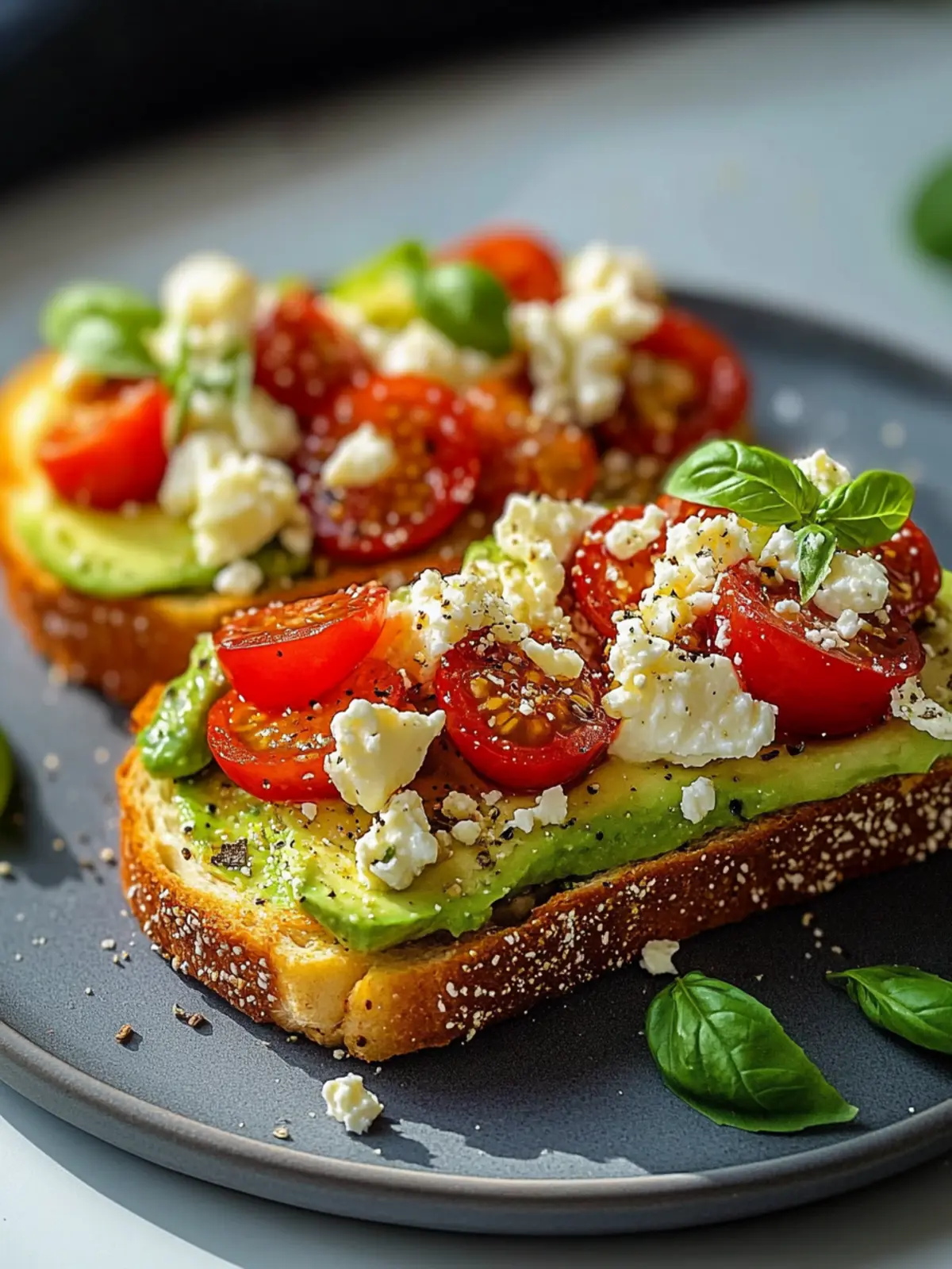 Mediterraner Avocado Feta Tomaten Toast – Gesund & Lecker