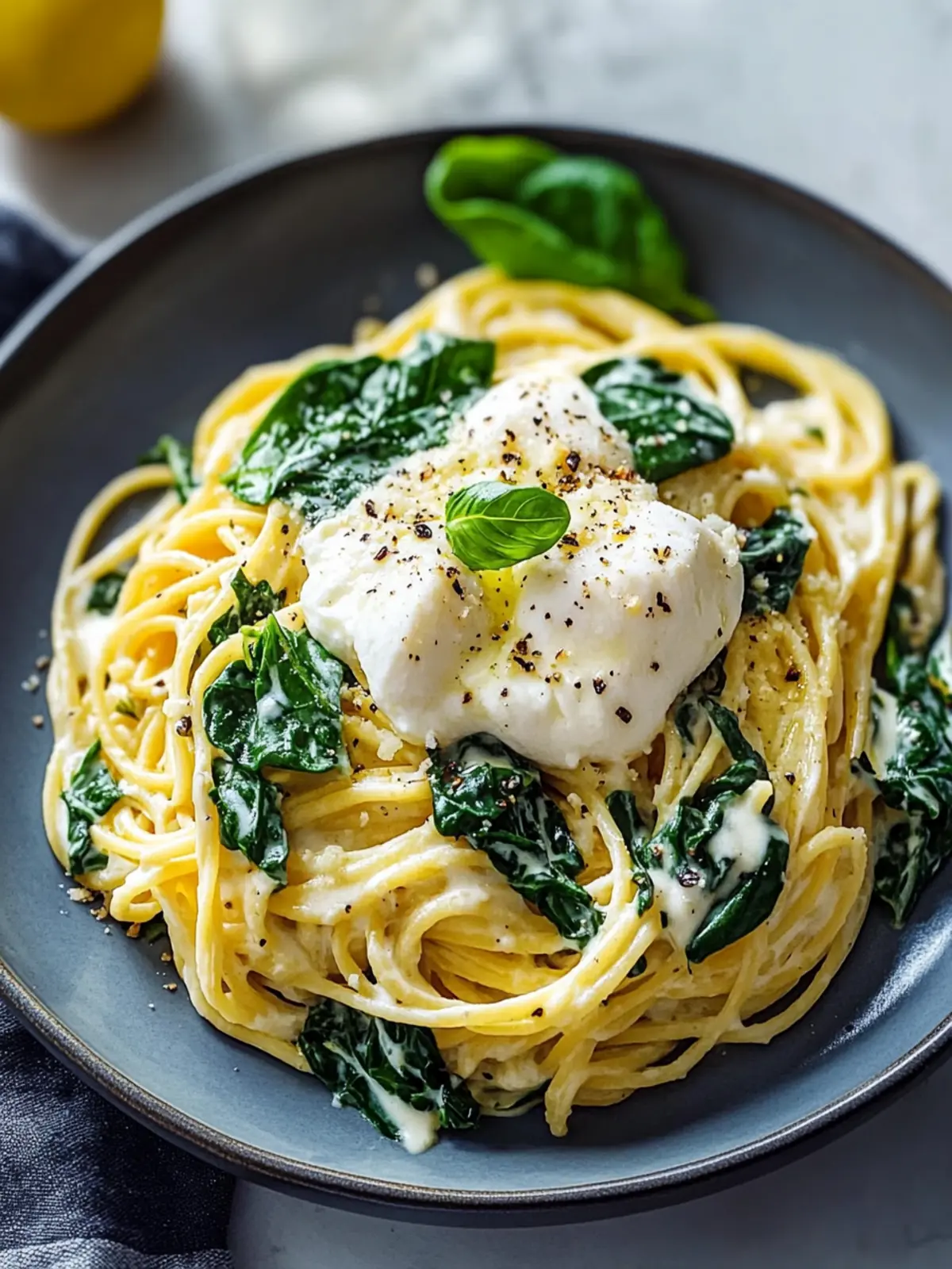 Creamy Lemon Burrata Pasta with Spinach – Your Delight