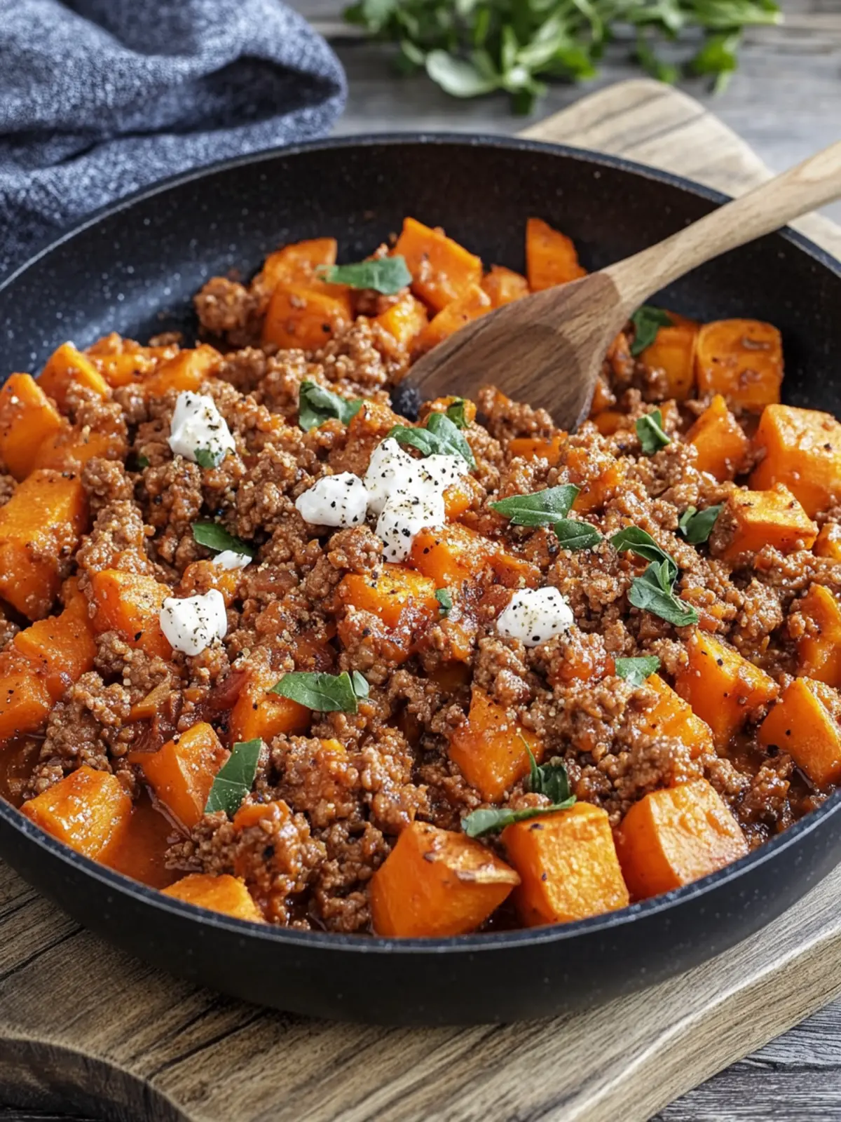 Süßkartoffel-Hackfleisch-Pfanne