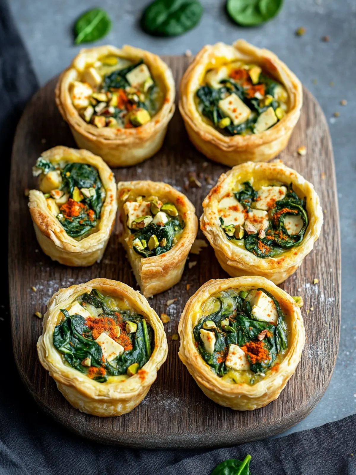 Vegane Mini-Quiches (mit Tofu, Spinat und Pistazien)