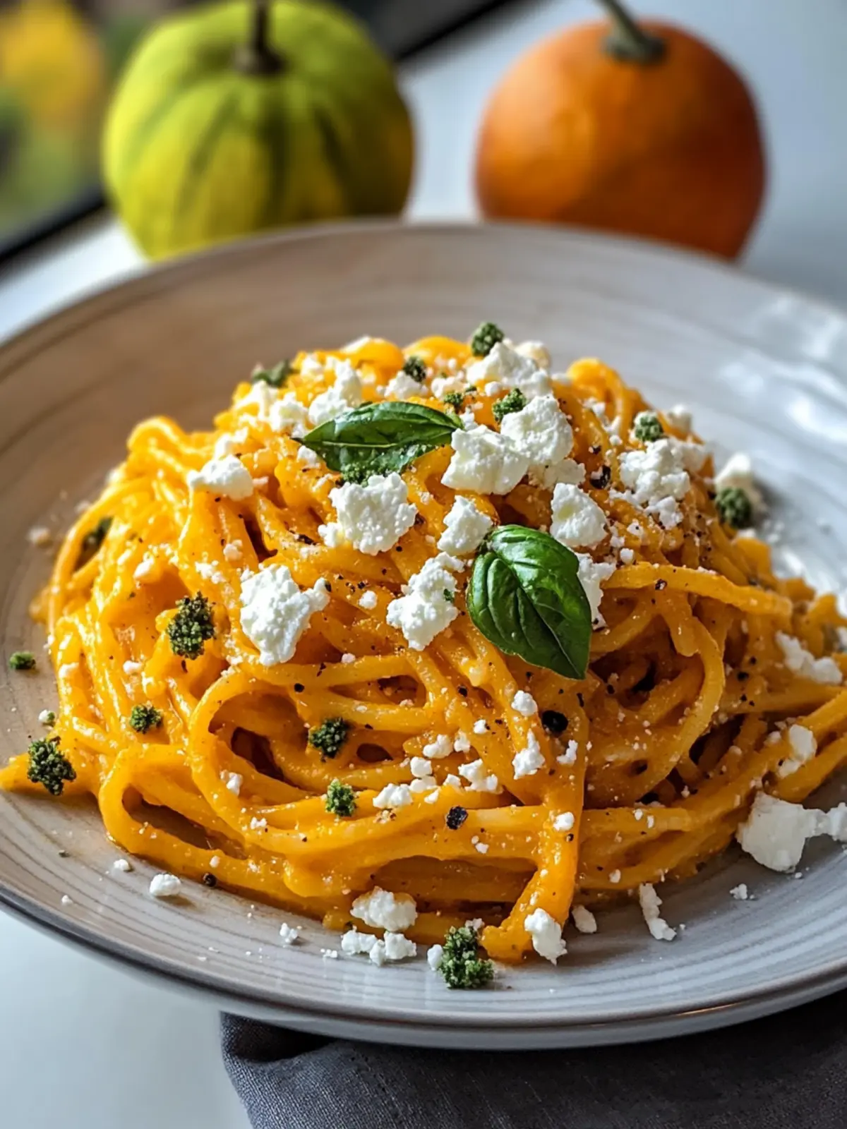 Kürbis Pasta mit Feta: Cremig, würzig & einfach lecker
