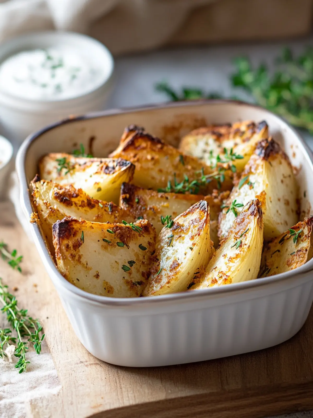 Crispy baked kohlrabi from the oven is a great side dish