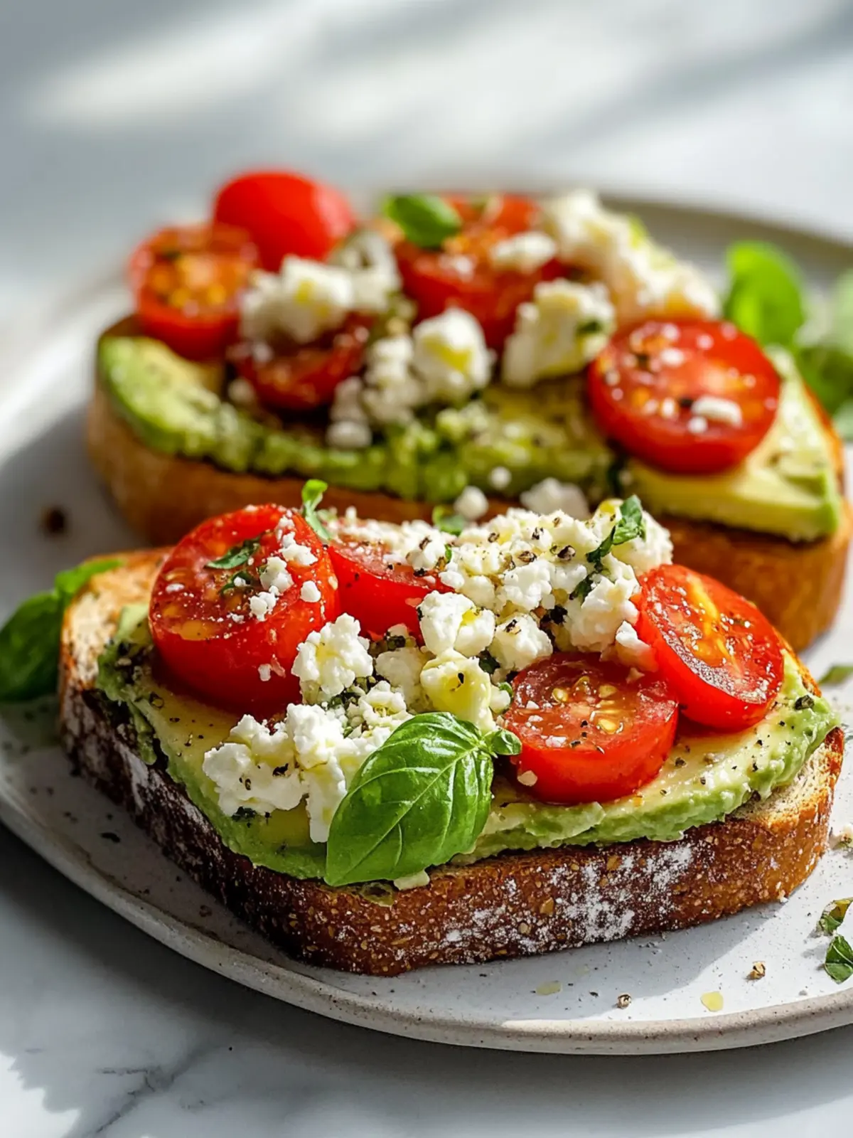 Mediterraner Avocado Feta Tomaten Toast – Gesund & Lecker