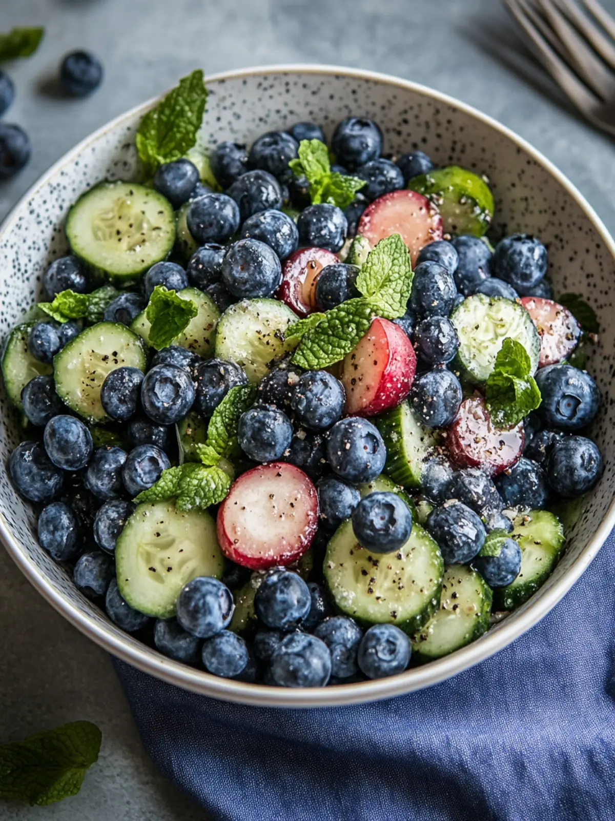 Frischer Gurken-Blaubeer-Salat