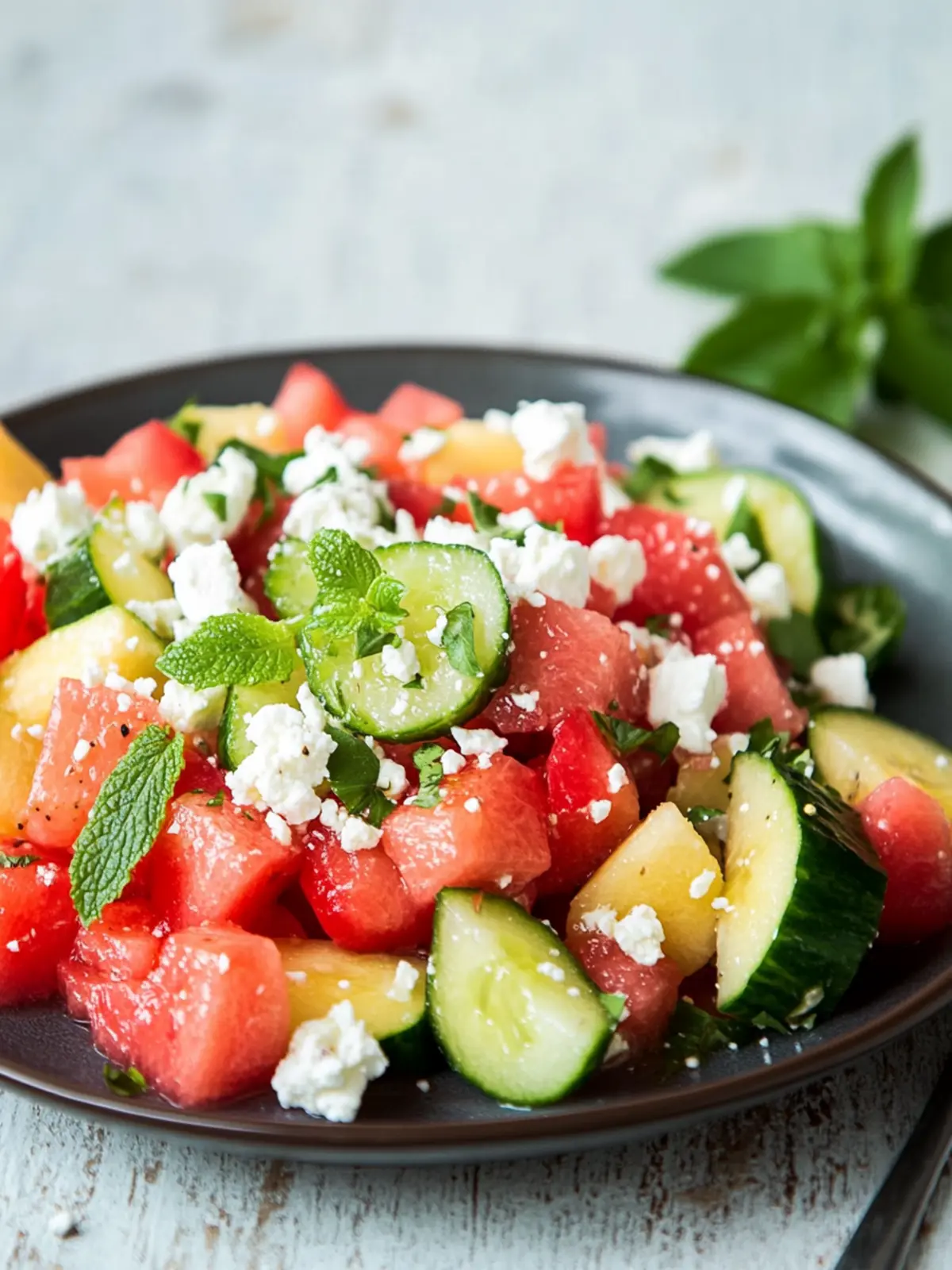 Sommersalat mit Melone und Feta