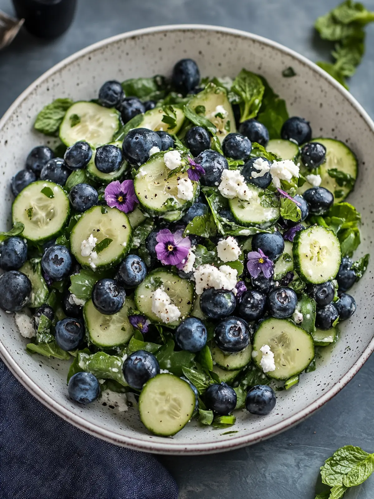 Frischer Gurken-Blaubeer-Salat