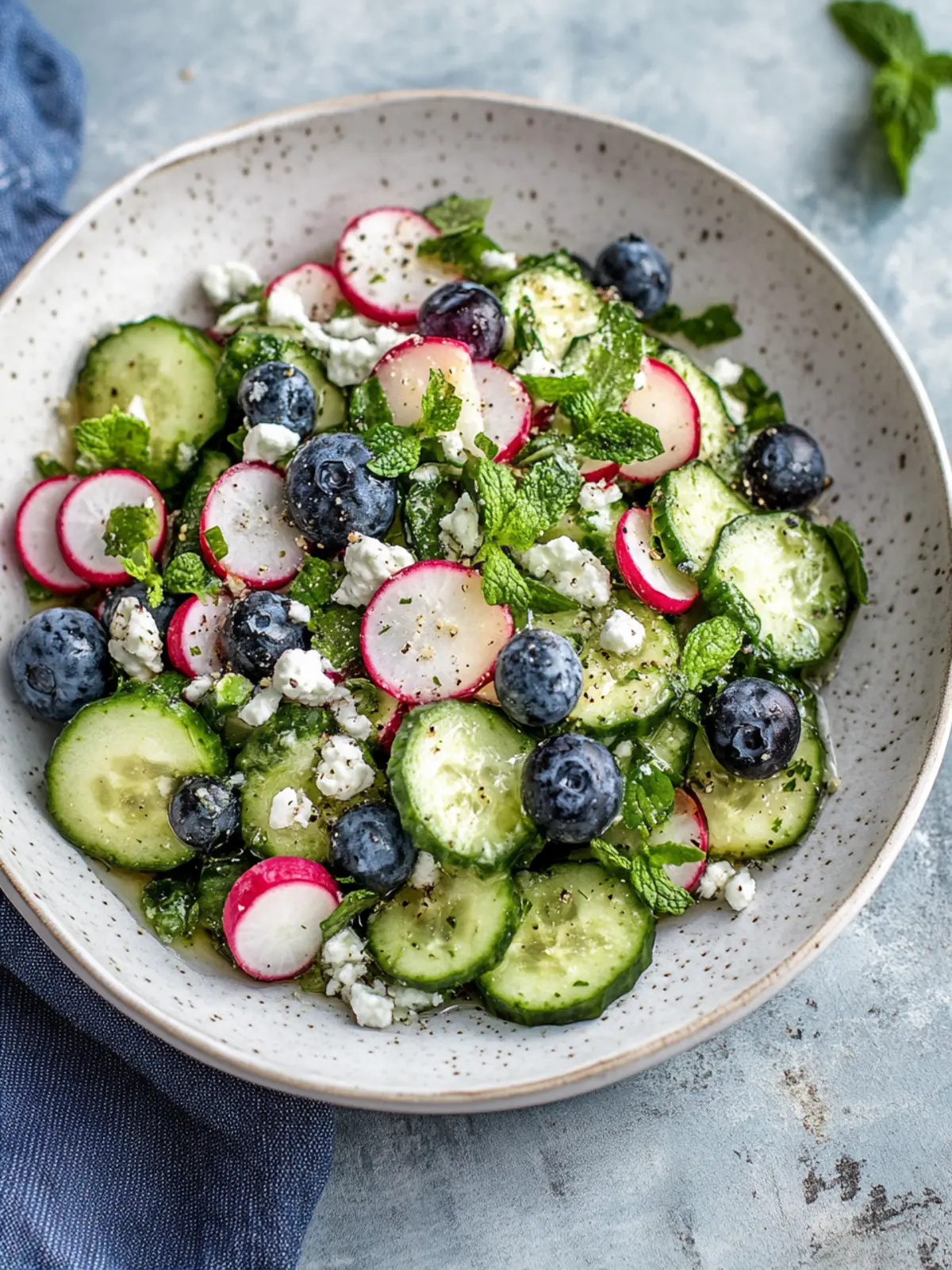 Frischer Gurken-Blaubeer-Salat